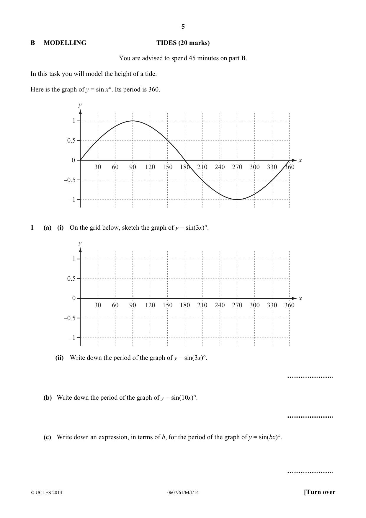 Cambridge IGCSE Mathematics - International 0607 2014 May/June Paper 6 · Variant 1 question paper, page 5 of 8