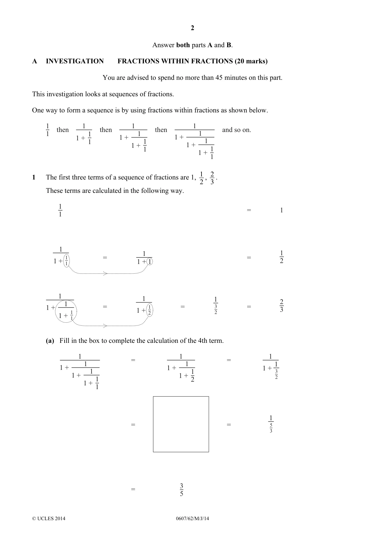 Cambridge IGCSE Mathematics - International 0607 2014 May/June Paper 6 · Variant 2 question paper, page 2 of 12
