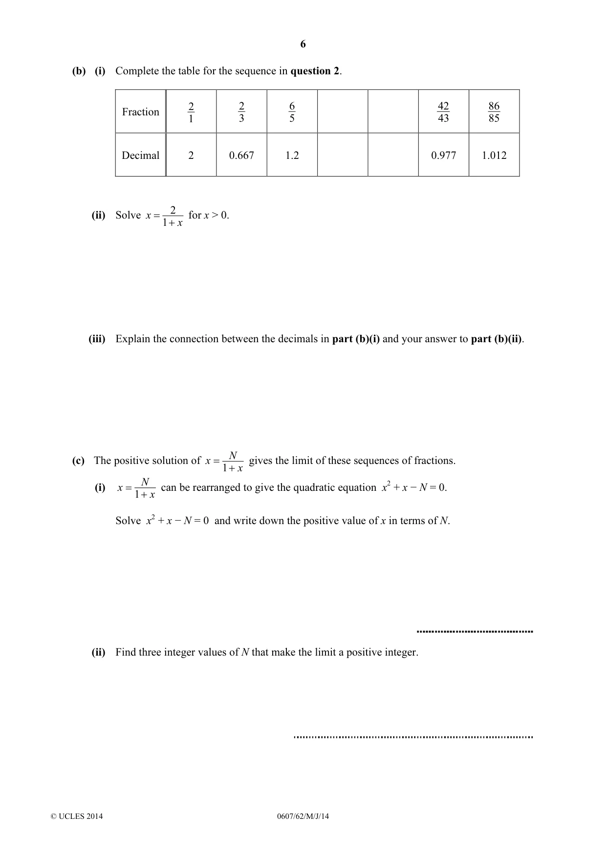 Cambridge IGCSE Mathematics - International 0607 2014 May/June Paper 6 · Variant 2 question paper, page 6 of 12
