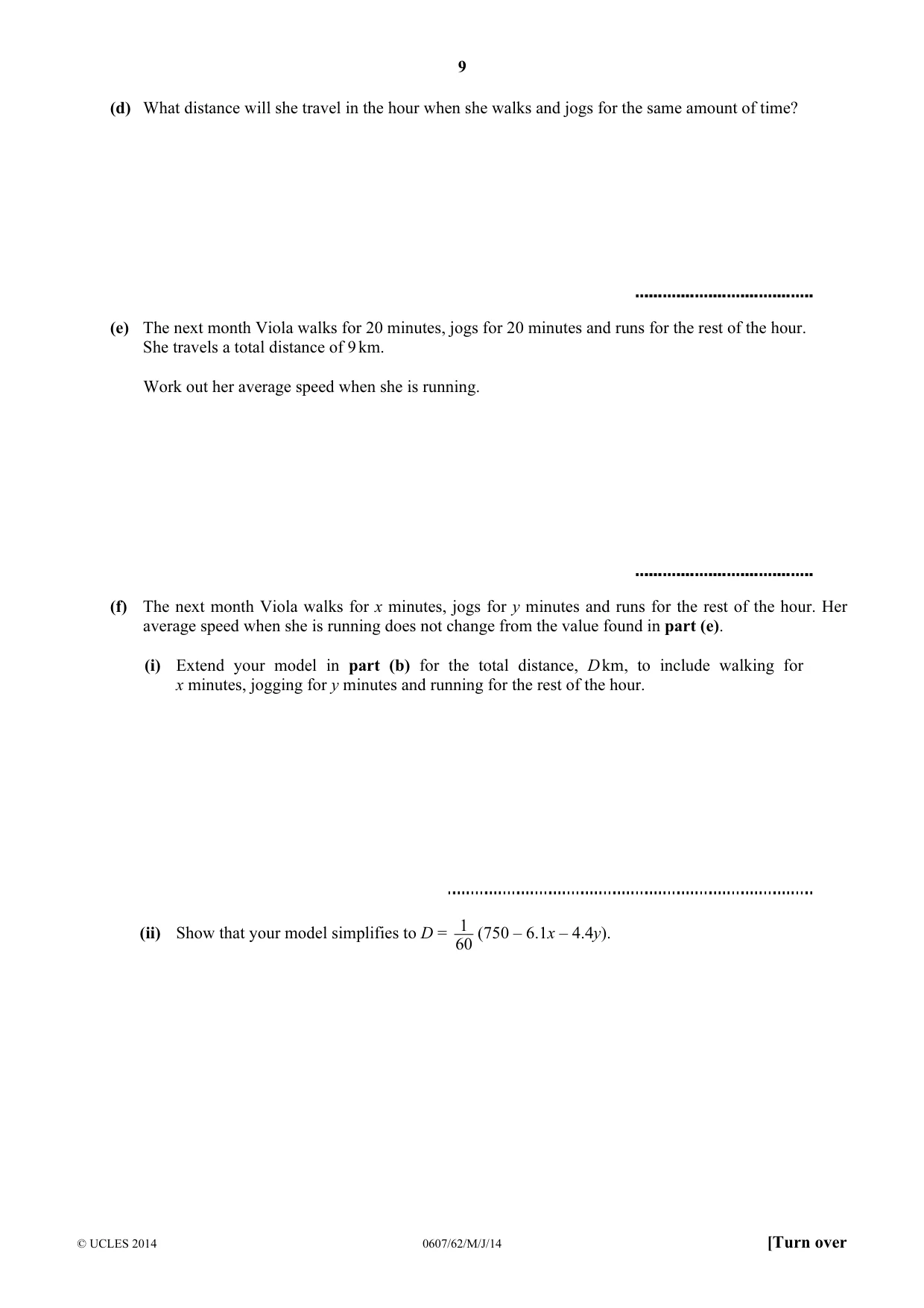Cambridge IGCSE Mathematics - International 0607 2014 May/June Paper 6 · Variant 2 question paper, page 9 of 12