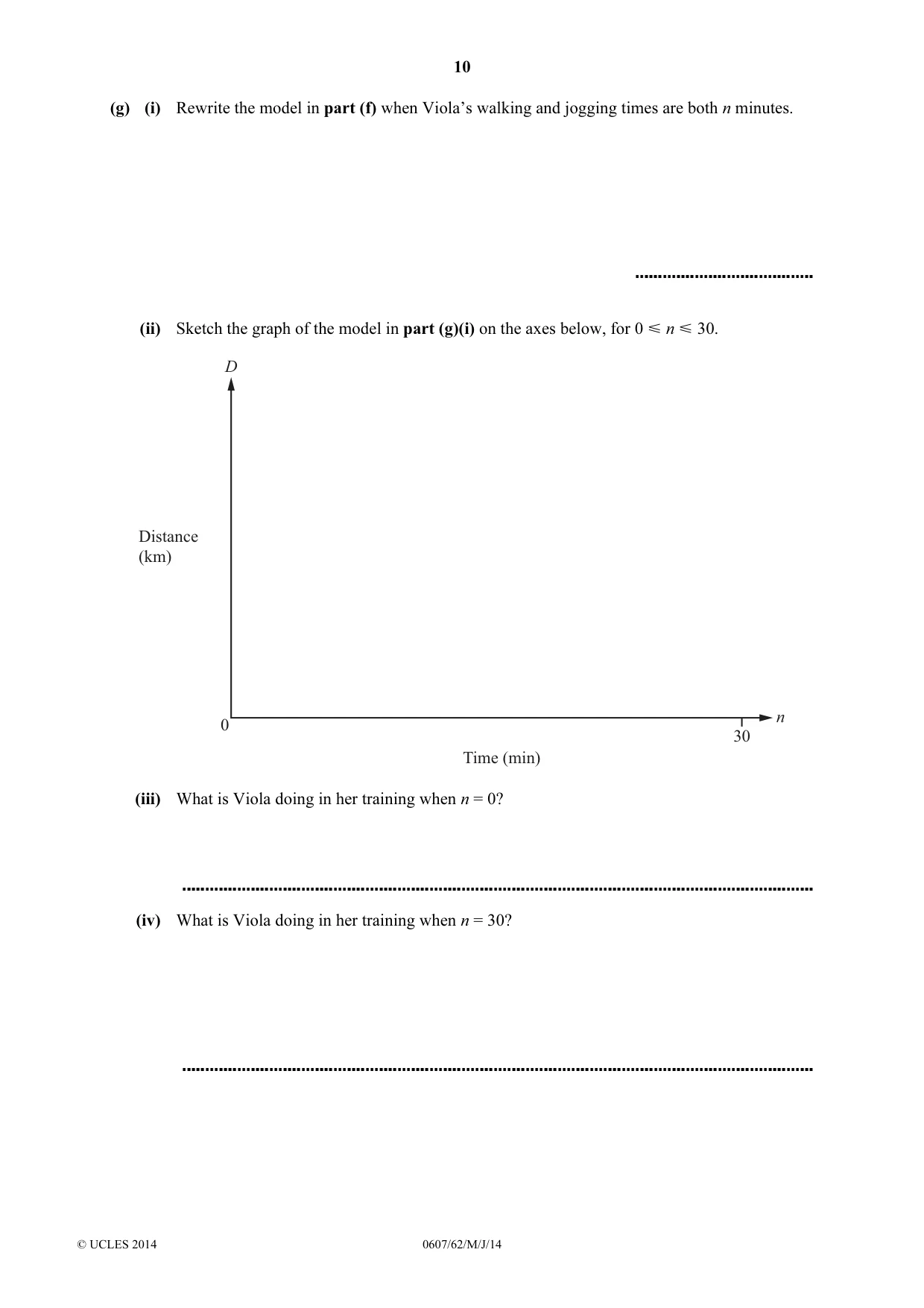 Cambridge IGCSE Mathematics - International 0607 2014 May/June Paper 6 · Variant 2 question paper, page 10 of 12