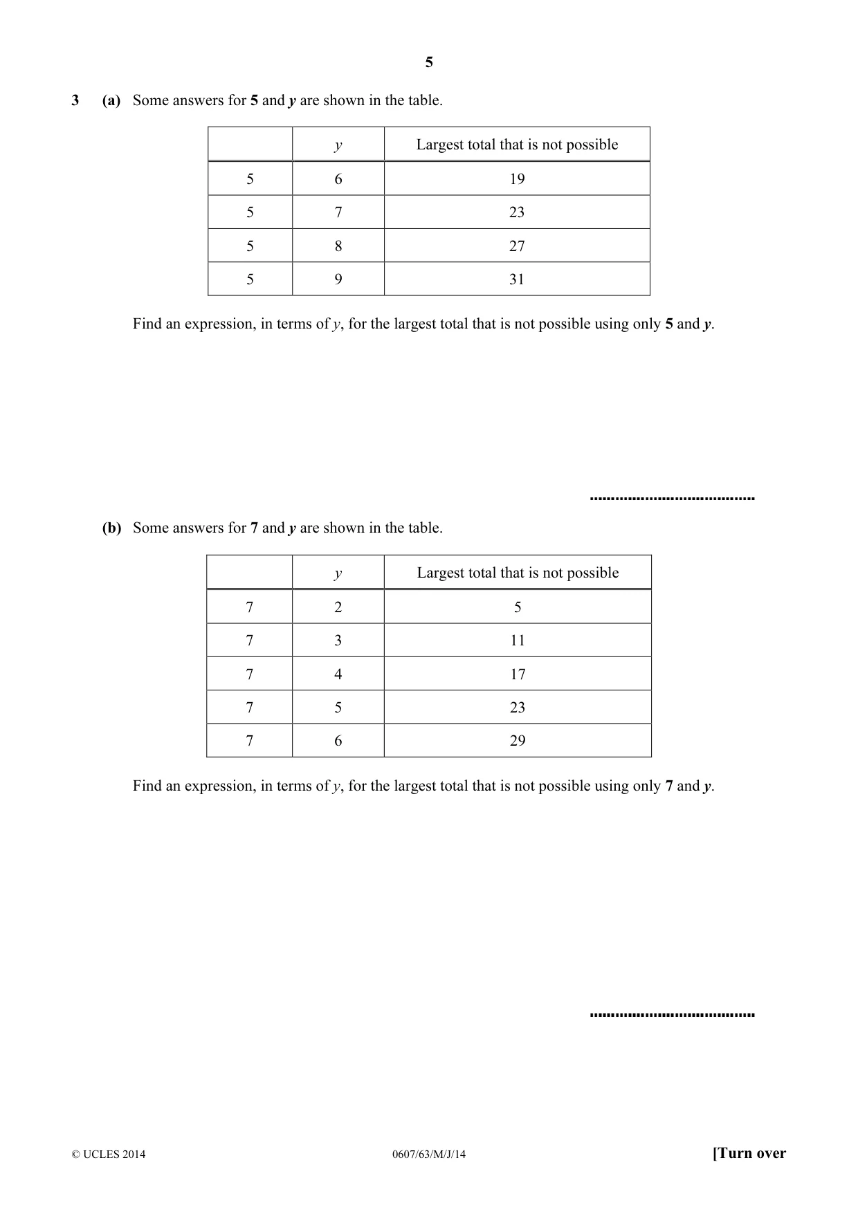 Cambridge IGCSE Mathematics - International 0607 2014 May/June Paper 6 · Variant 3 question paper, page 5 of 12