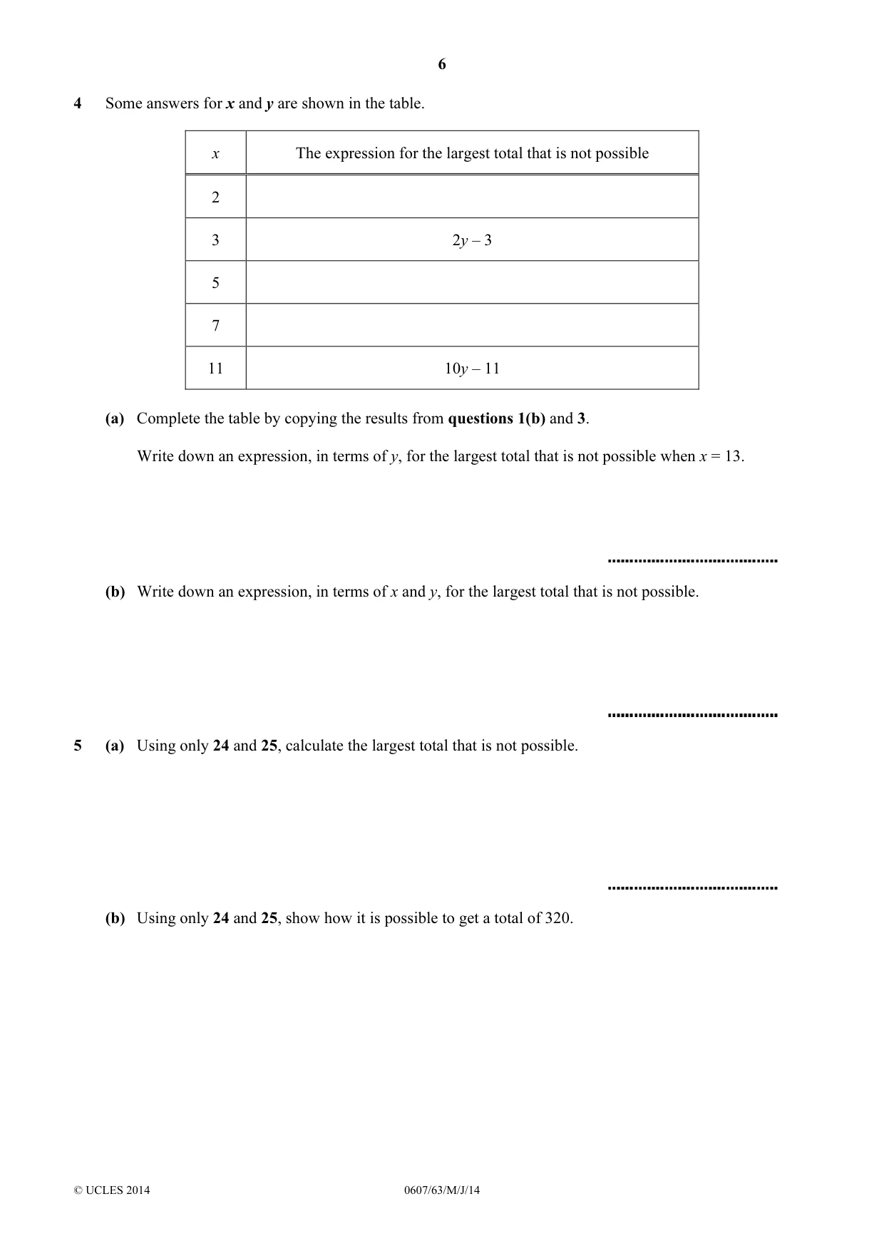 Cambridge IGCSE Mathematics - International 0607 2014 May/June Paper 6 · Variant 3 question paper, page 6 of 12