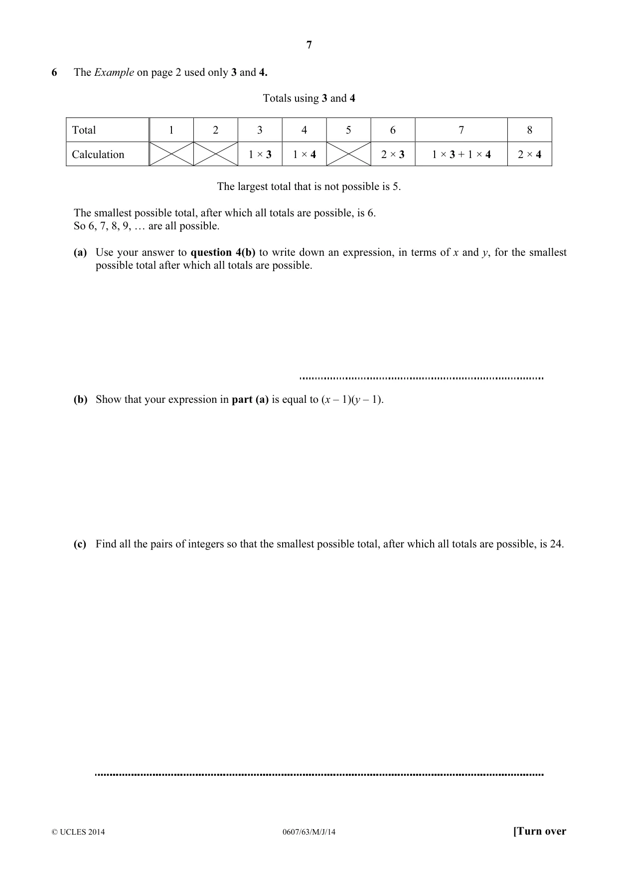 Cambridge IGCSE Mathematics - International 0607 2014 May/June Paper 6 · Variant 3 question paper, page 7 of 12