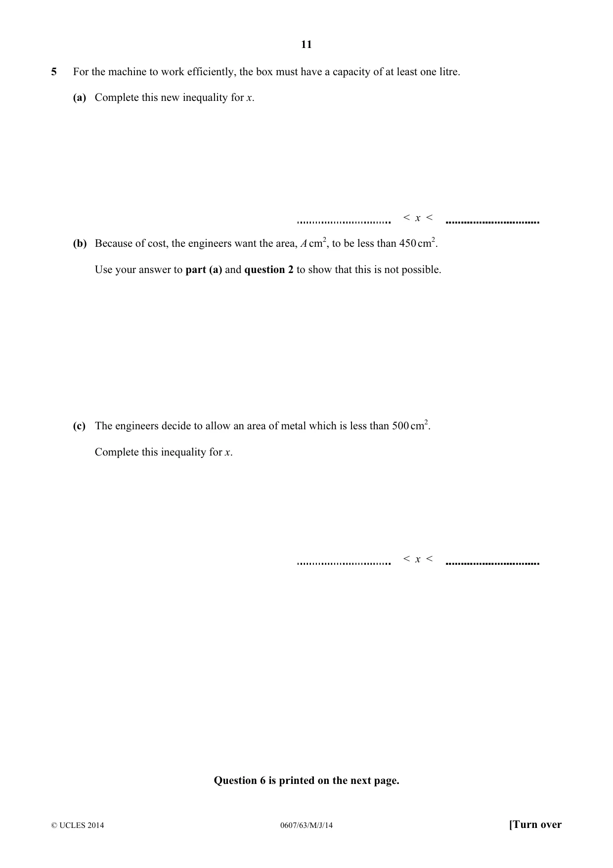 Cambridge IGCSE Mathematics - International 0607 2014 May/June Paper 6 · Variant 3 question paper, page 11 of 12