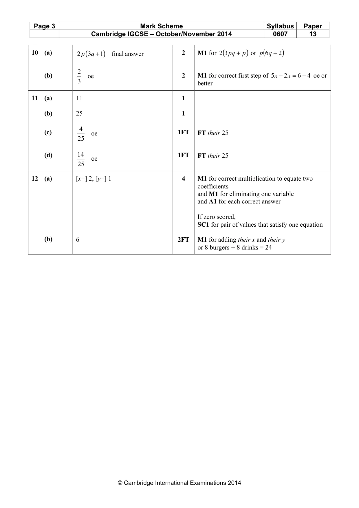 Mark scheme, page 3 of 3