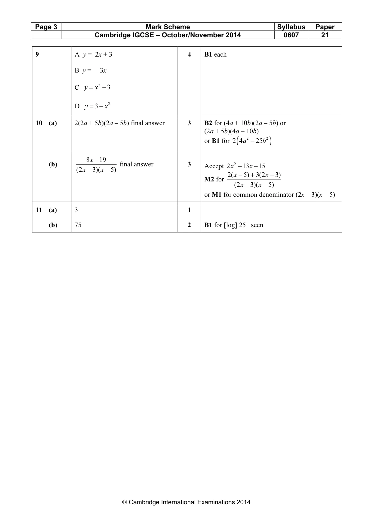 Mark scheme, page 3 of 3