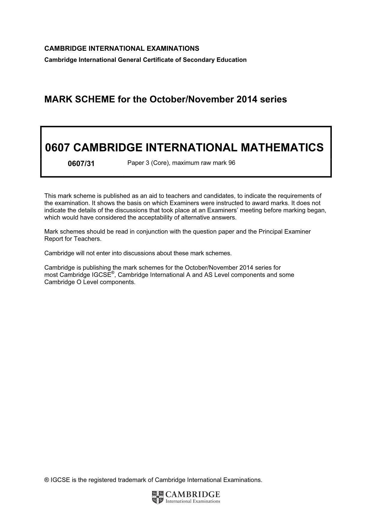 Mark scheme, page 1 of 5