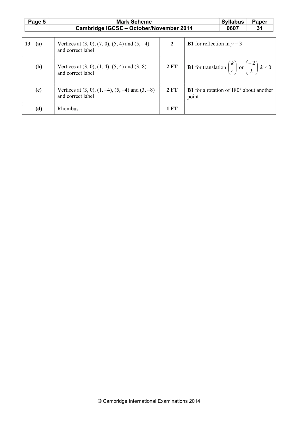 Mark scheme, page 5 of 5