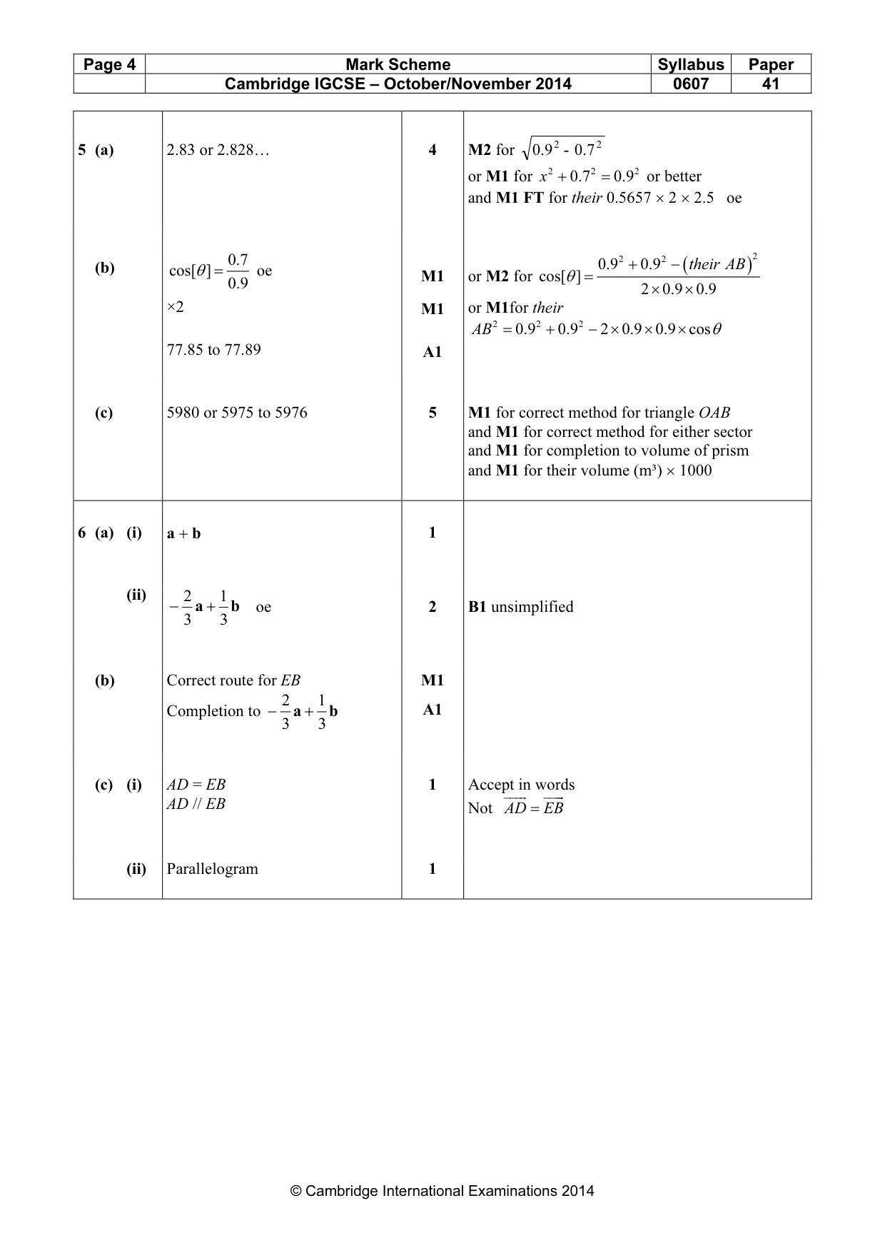 Mark scheme, page 4 of 8