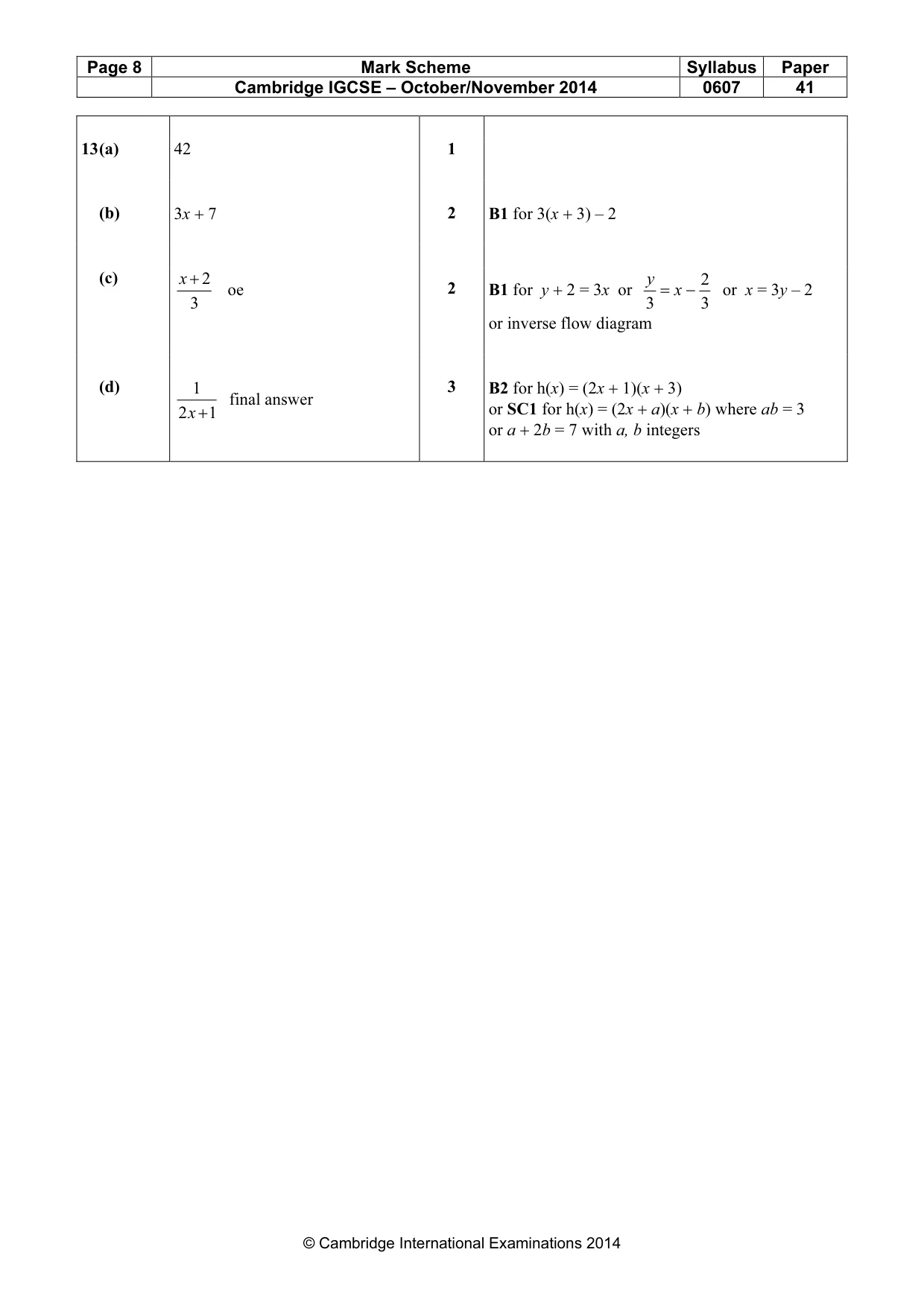 Mark scheme, page 8 of 8