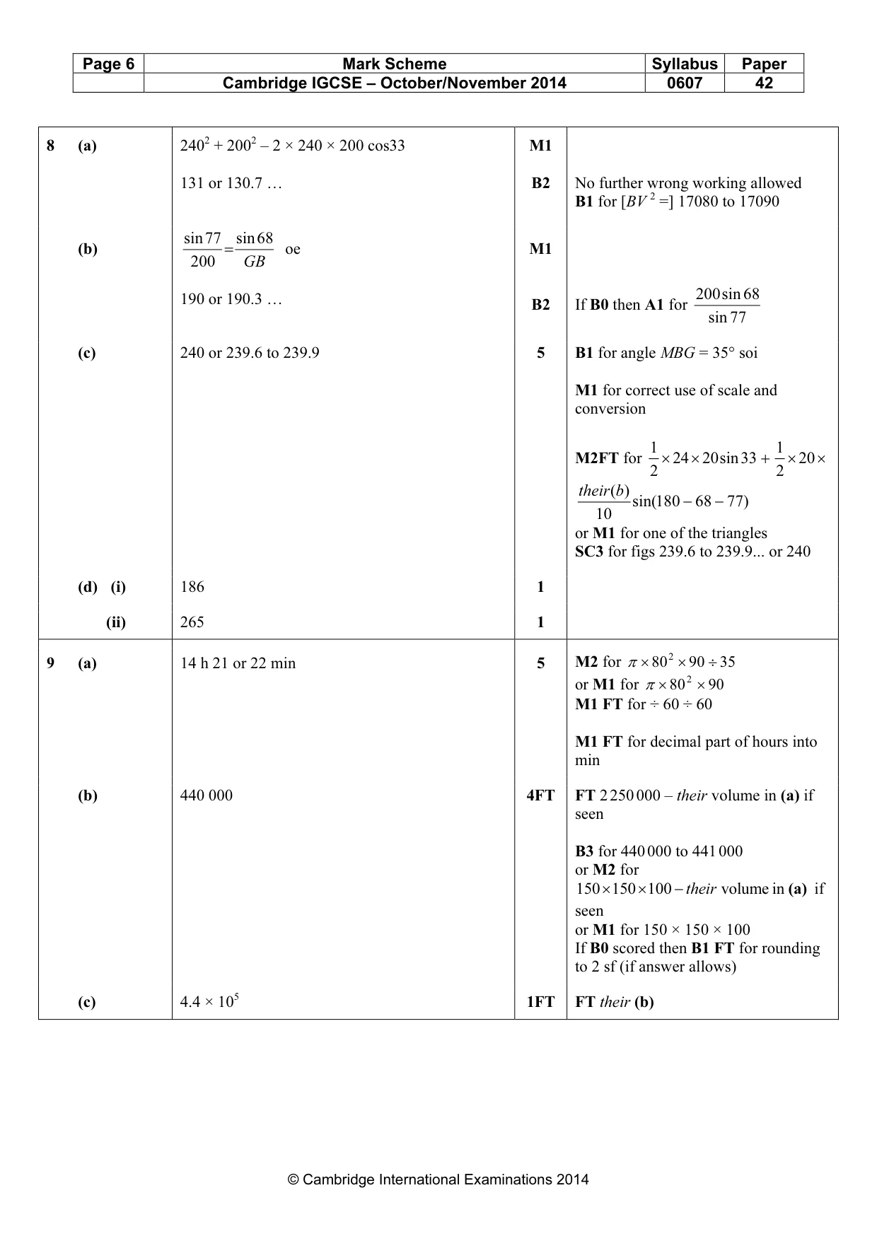 Mark scheme, page 6 of 7