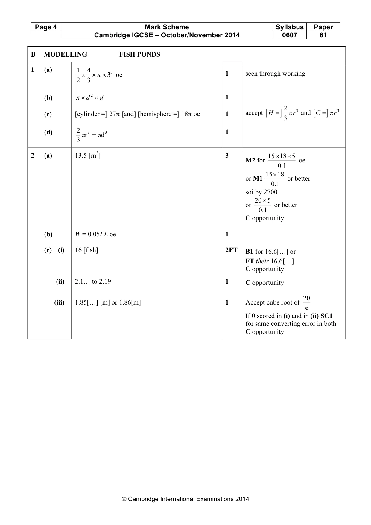 Mark scheme, page 4 of 5
