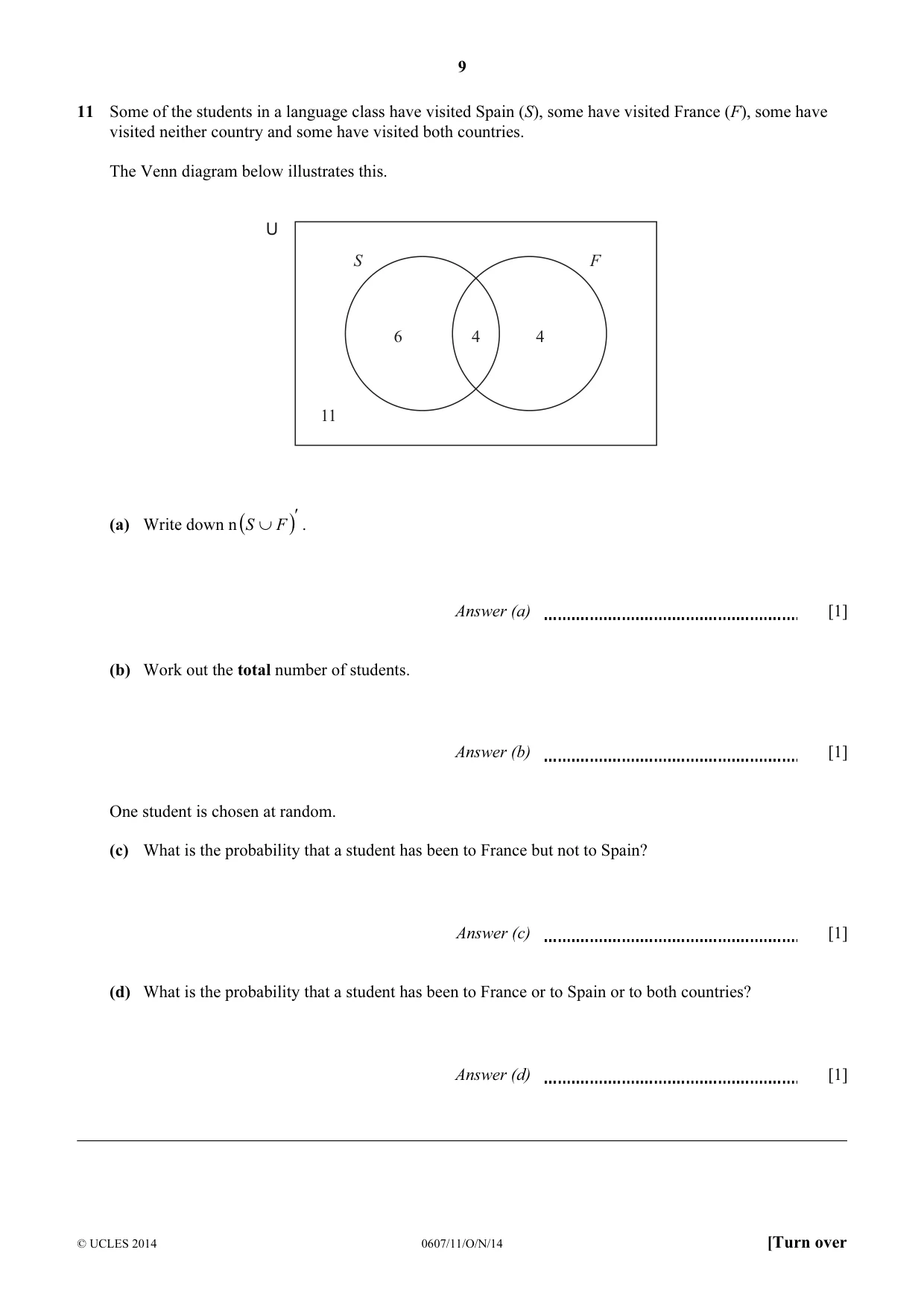 Cambridge IGCSE Mathematics - International 0607 2014 Oct/Nov Paper 1 · Variant 1 question paper, page 9 of 12