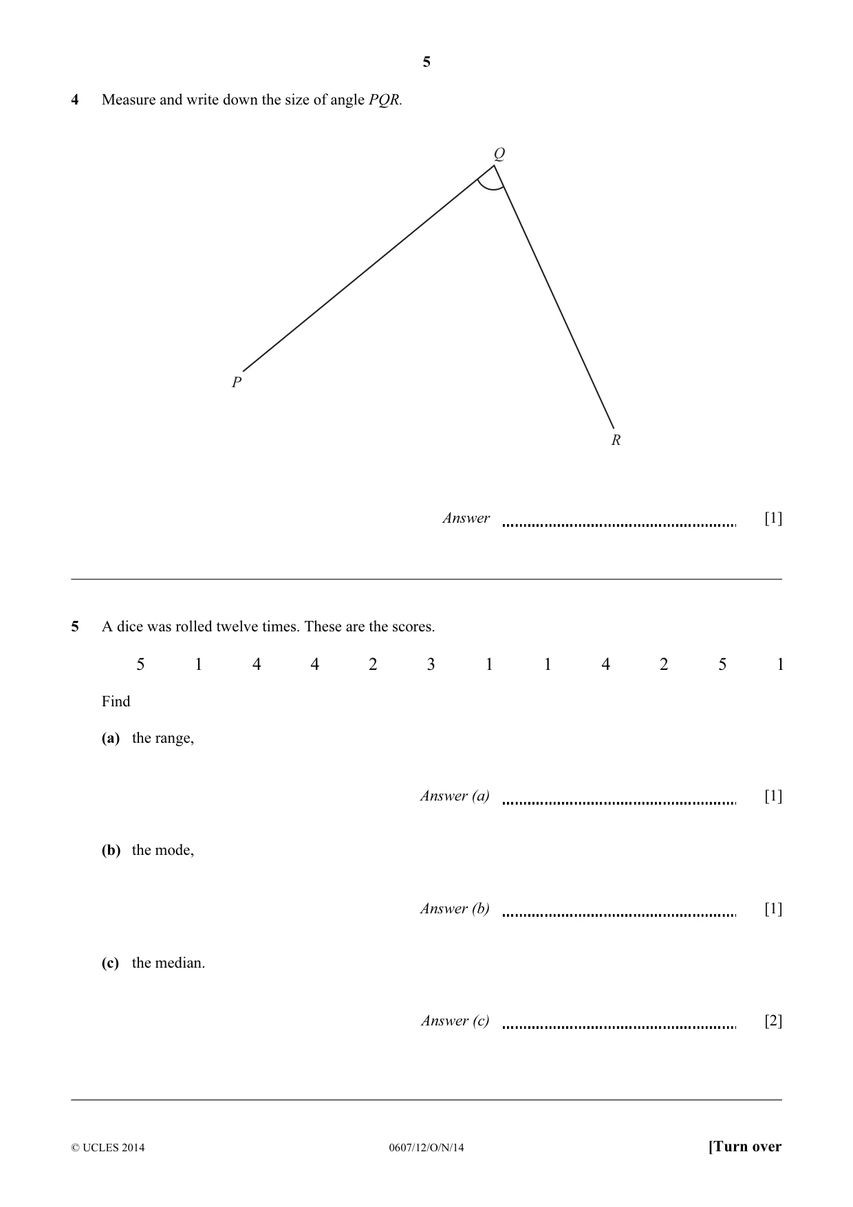 Cambridge IGCSE Mathematics - International 0607 2014 Oct/Nov Paper 1 · Variant 2 question paper, page 5 of 12