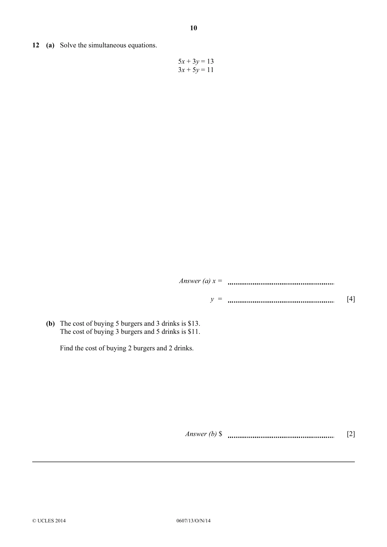 Cambridge IGCSE Mathematics - International 0607 2014 Oct/Nov Paper 1 · Variant 3 question paper, page 10 of 12