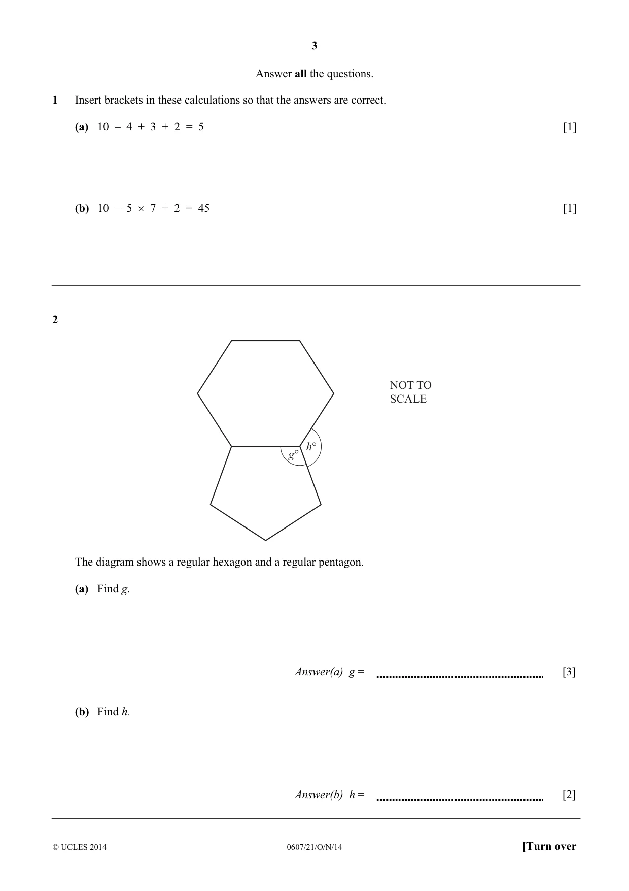 Cambridge IGCSE Mathematics - International 0607 2014 Oct/Nov Paper 2 · Variant 1 question paper, page 3 of 8