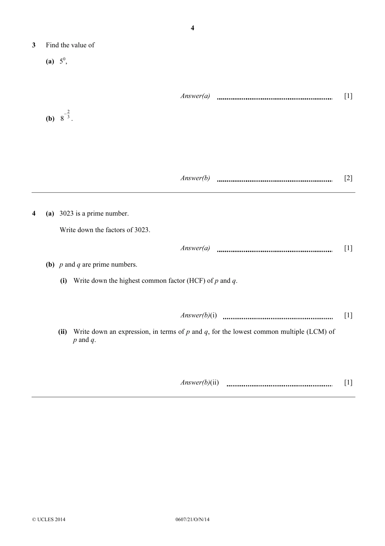 Cambridge IGCSE Mathematics - International 0607 2014 Oct/Nov Paper 2 · Variant 1 question paper, page 4 of 8