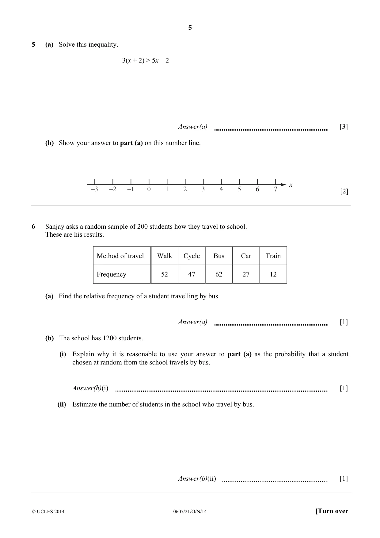Cambridge IGCSE Mathematics - International 0607 2014 Oct/Nov Paper 2 · Variant 1 question paper, page 5 of 8