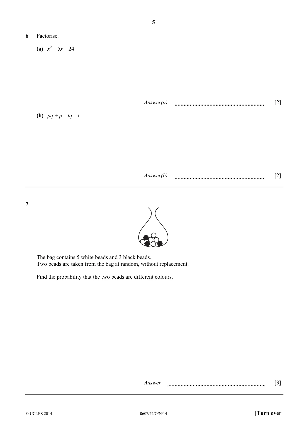 Cambridge IGCSE Mathematics - International 0607 2014 Oct/Nov Paper 2 · Variant 2 question paper, page 5 of 8