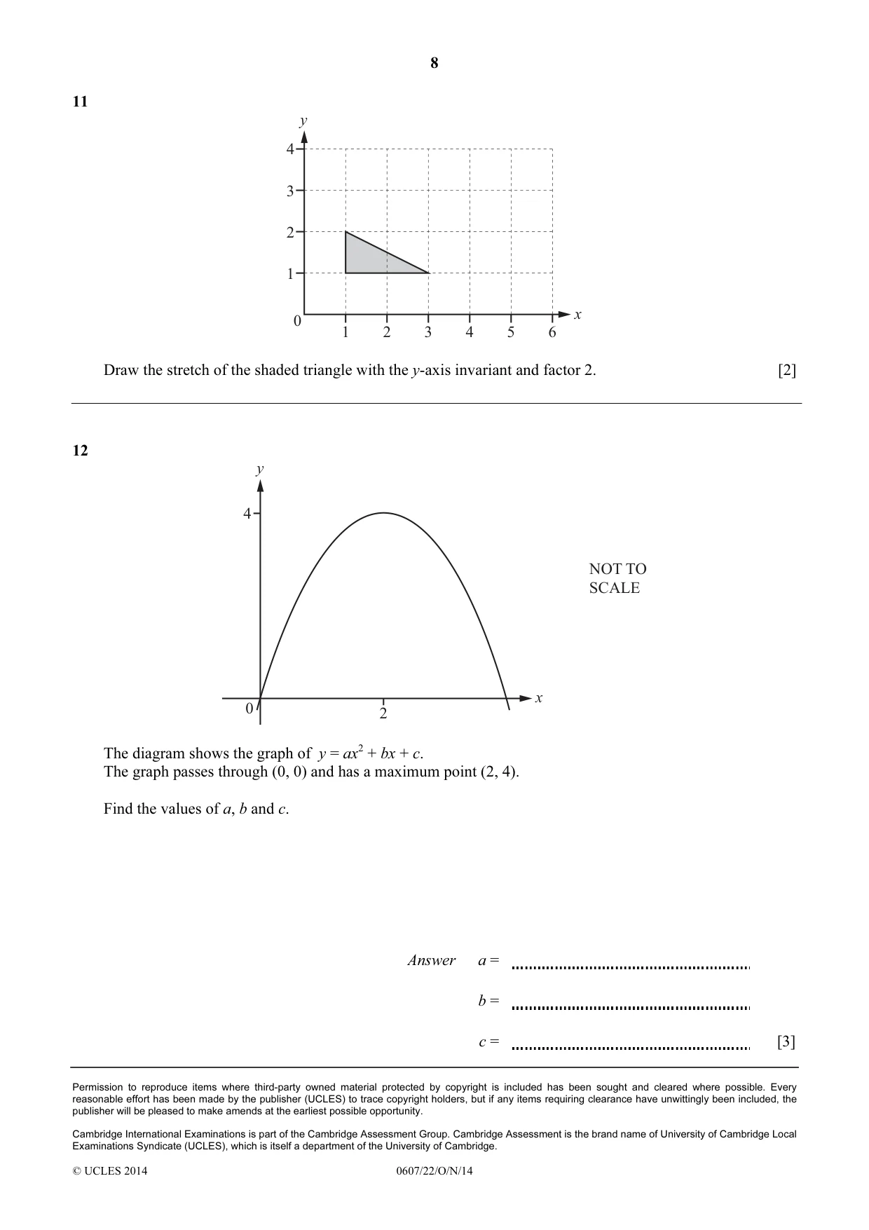 Cambridge IGCSE Mathematics - International 0607 2014 Oct/Nov Paper 2 · Variant 2 question paper, page 8 of 8