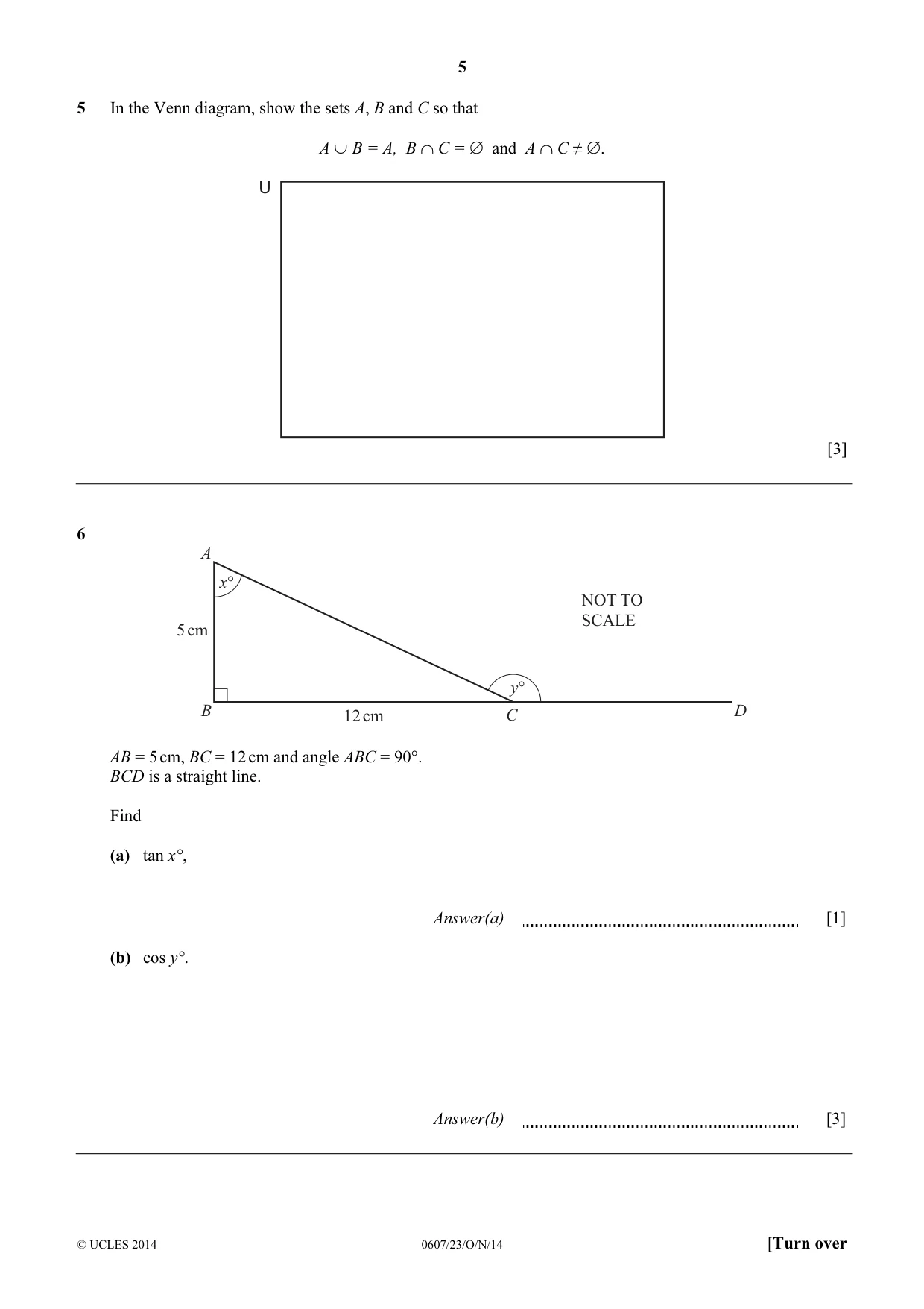 Cambridge IGCSE Mathematics - International 0607 2014 Oct/Nov Paper 2 · Variant 3 question paper, page 5 of 8