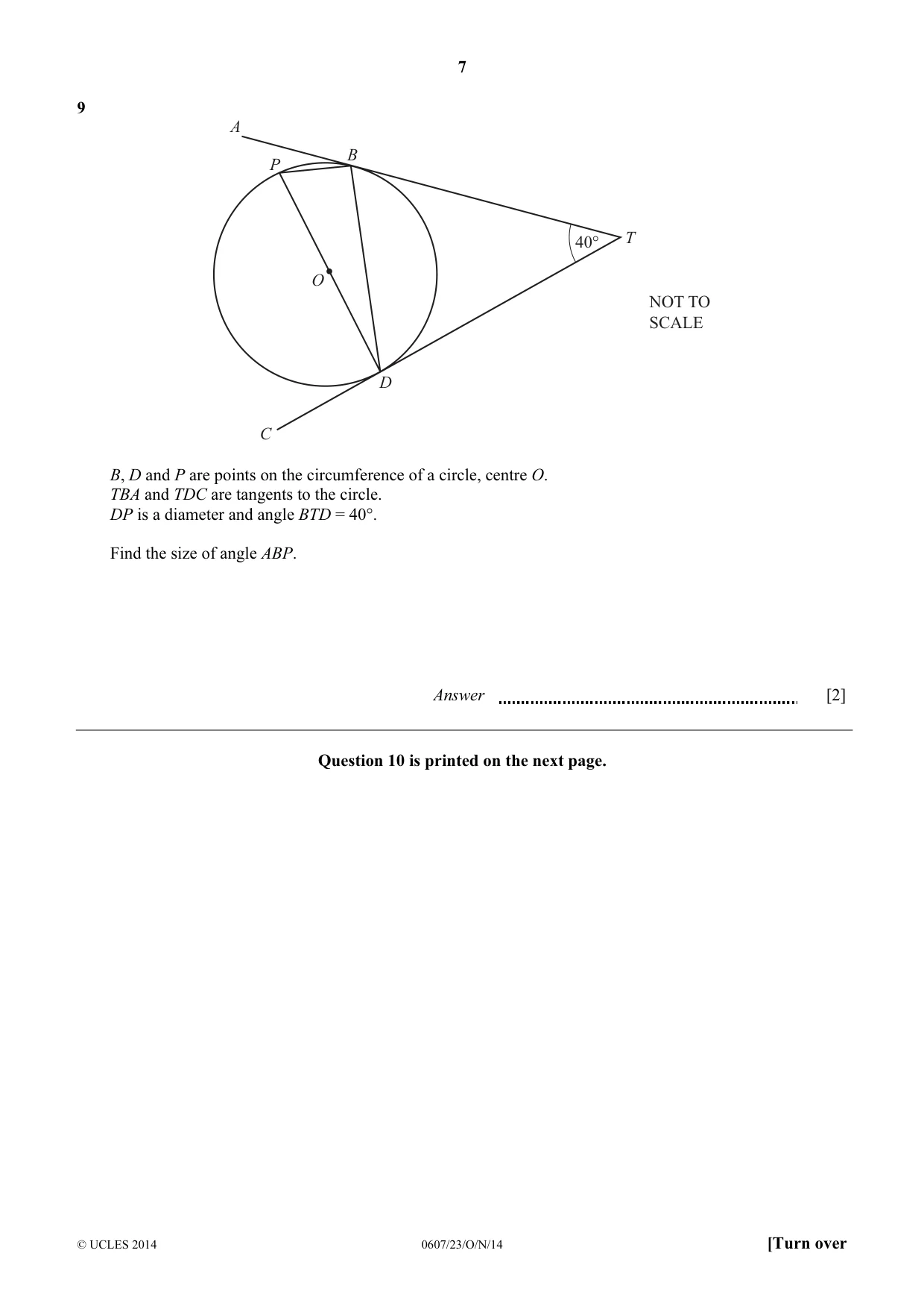 Cambridge IGCSE Mathematics - International 0607 2014 Oct/Nov Paper 2 · Variant 3 question paper, page 7 of 8