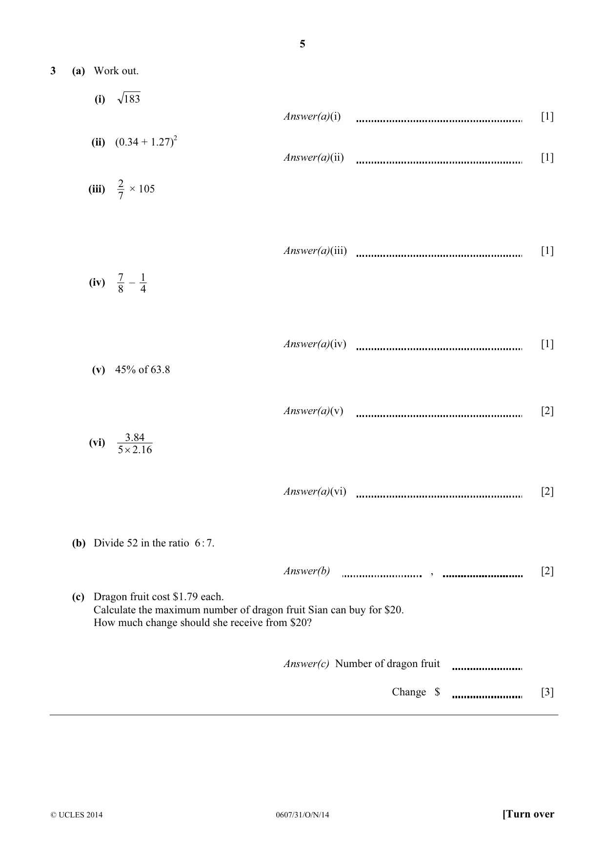 Cambridge IGCSE Mathematics - International 0607 2014 Oct/Nov Paper 3 · Variant 1 question paper, page 5 of 16
