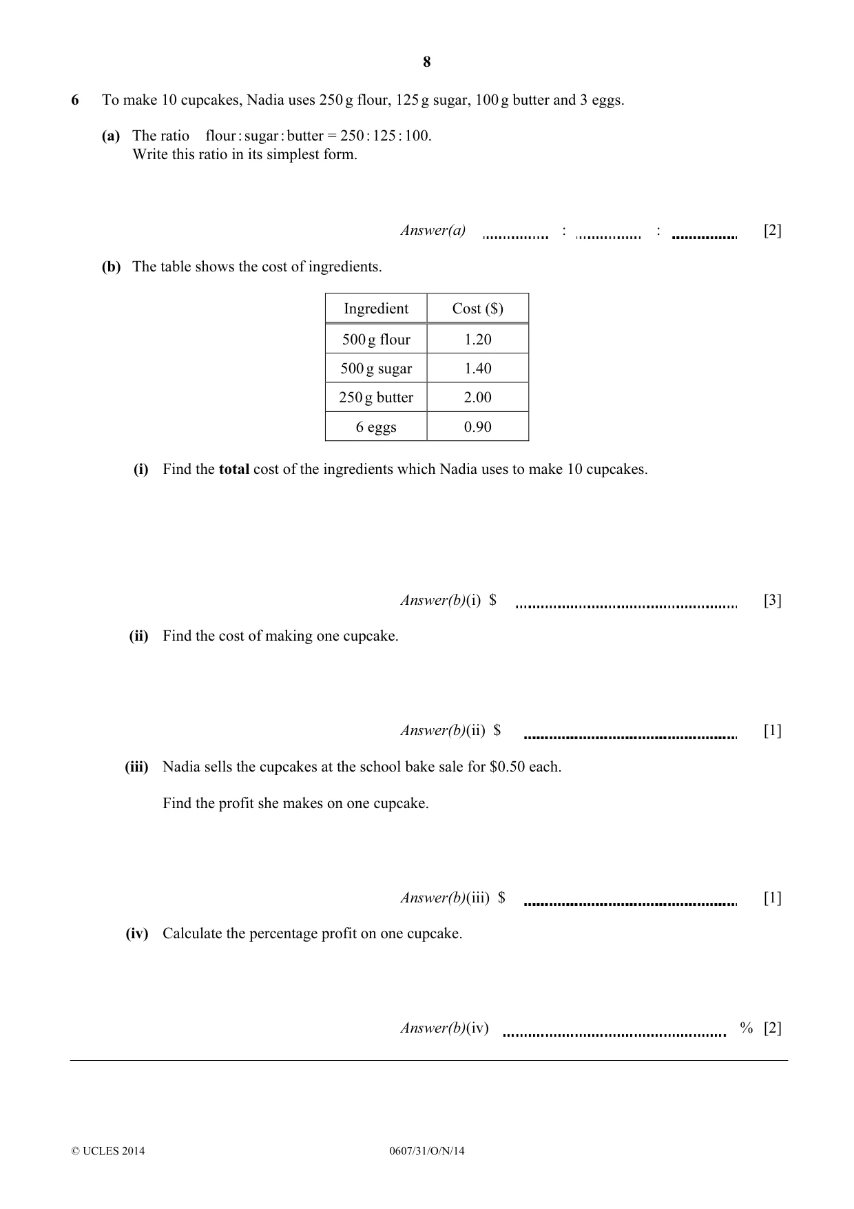 Cambridge IGCSE Mathematics - International 0607 2014 Oct/Nov Paper 3 · Variant 1 question paper, page 8 of 16