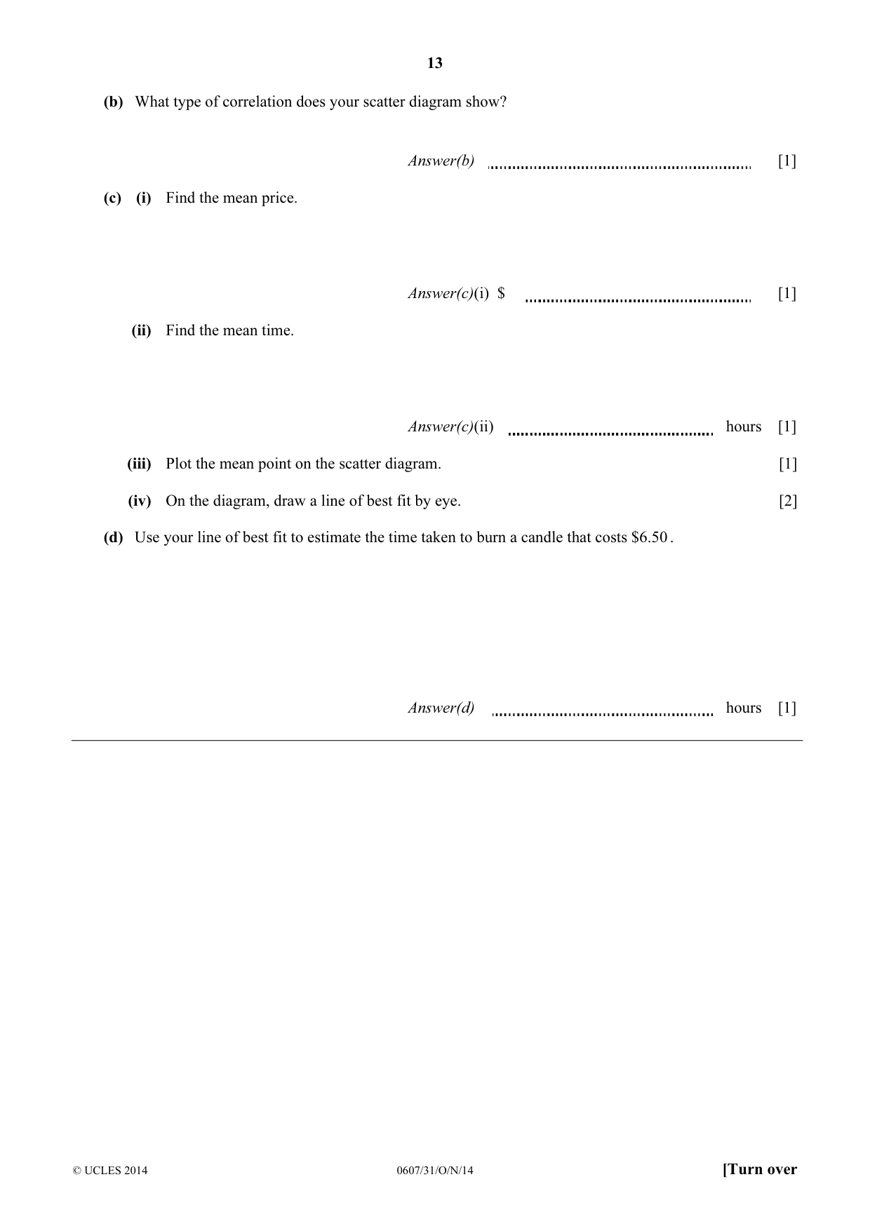 Cambridge IGCSE Mathematics - International 0607 2014 Oct/Nov Paper 3 · Variant 1 question paper, page 13 of 16