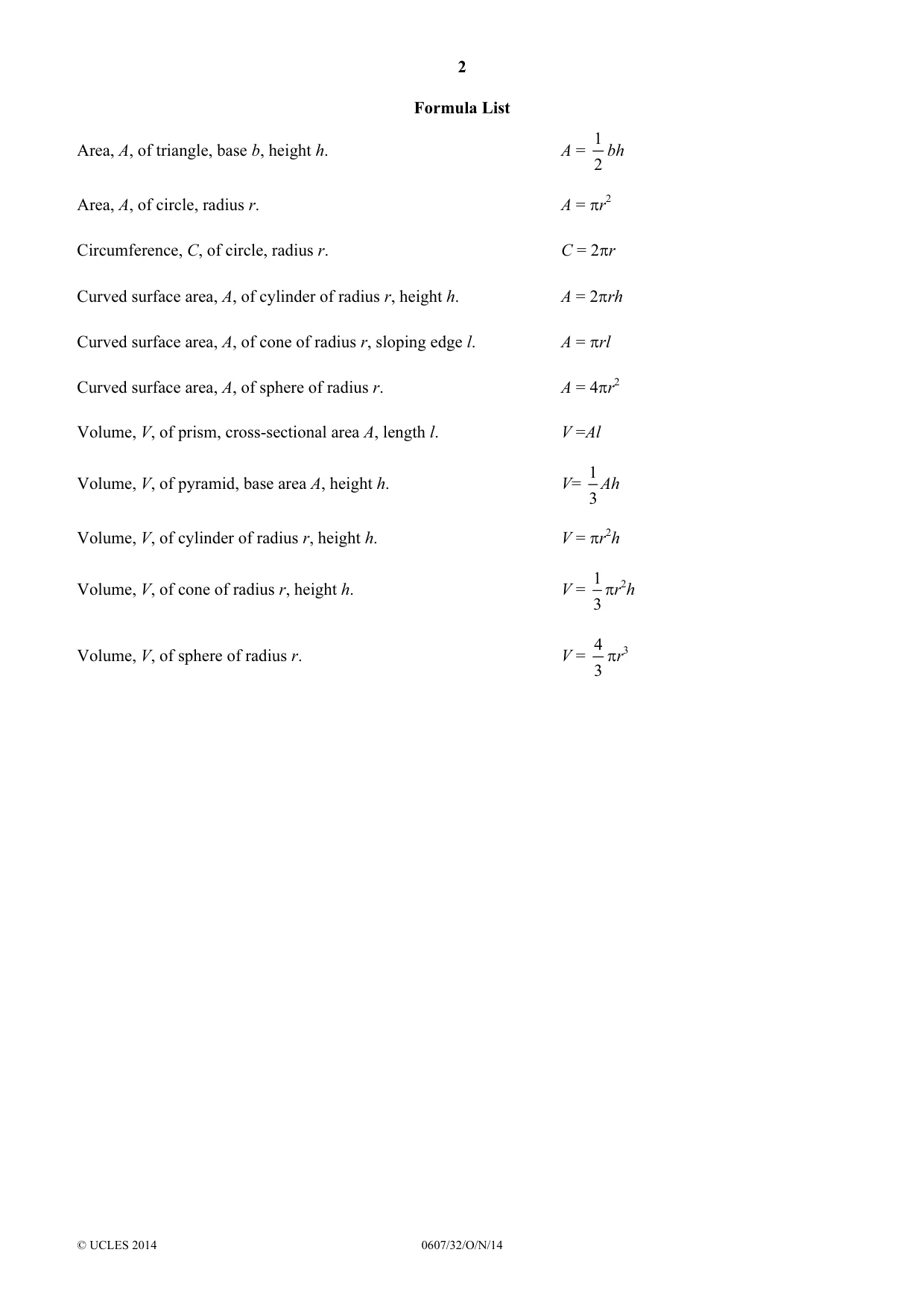 Cambridge IGCSE Mathematics - International 0607 2014 Oct/Nov Paper 3 · Variant 2 question paper, page 2 of 16