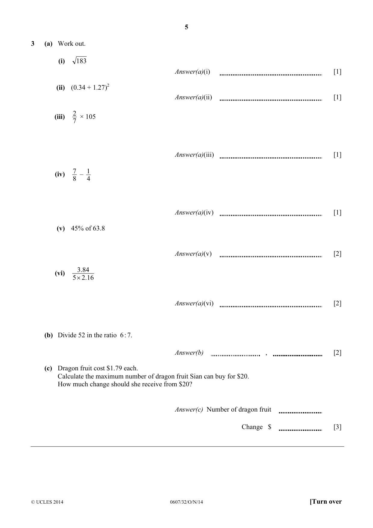 Cambridge IGCSE Mathematics - International 0607 2014 Oct/Nov Paper 3 · Variant 2 question paper, page 5 of 16