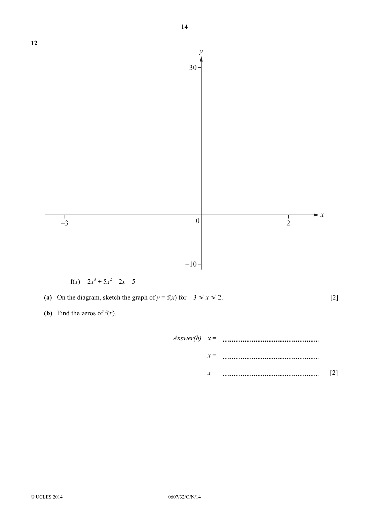 Cambridge IGCSE Mathematics - International 0607 2014 Oct/Nov Paper 3 · Variant 2 question paper, page 14 of 16