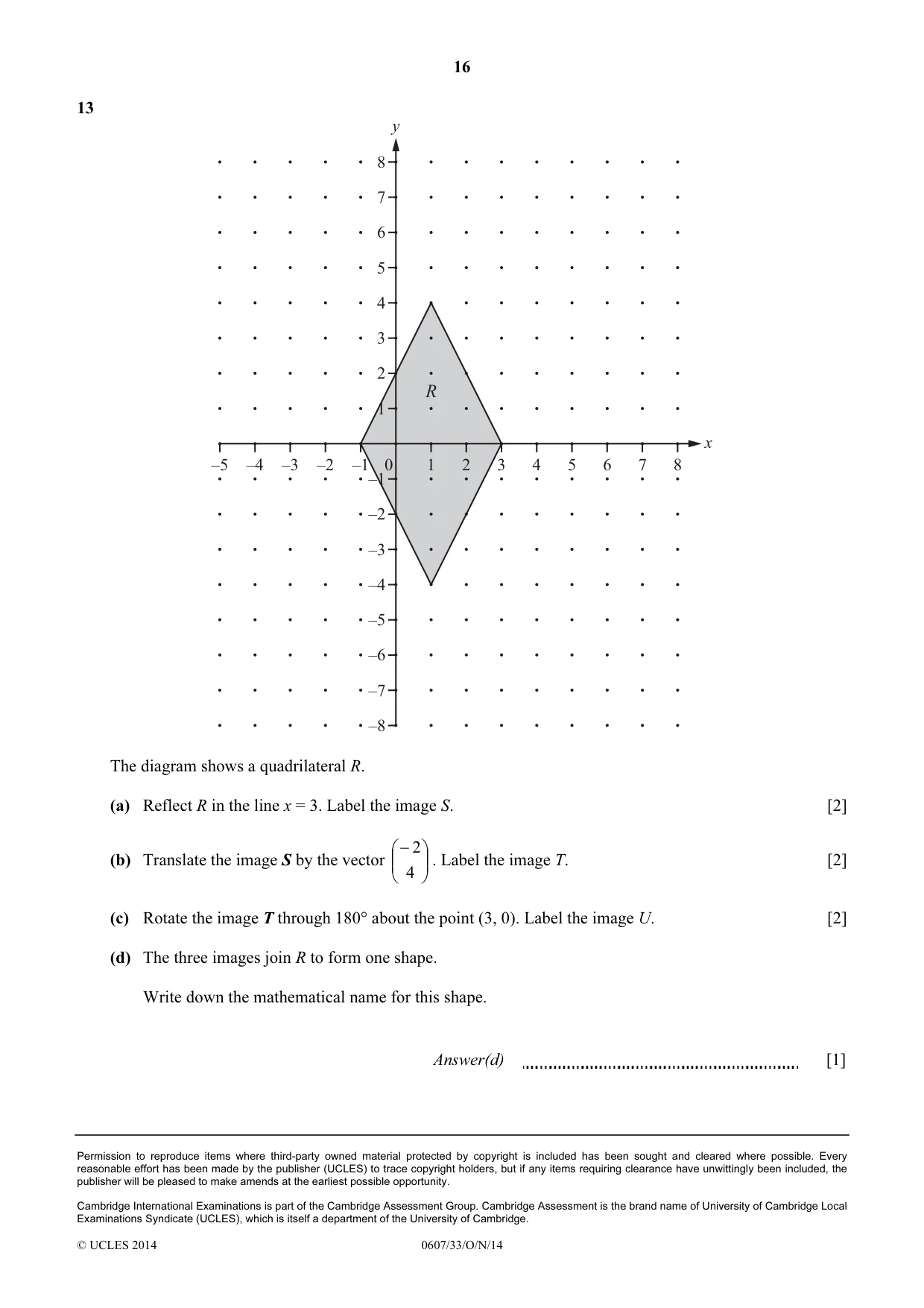 Cambridge IGCSE Mathematics - International 0607 2014 Oct/Nov Paper 3 · Variant 3 question paper, page 16 of 16