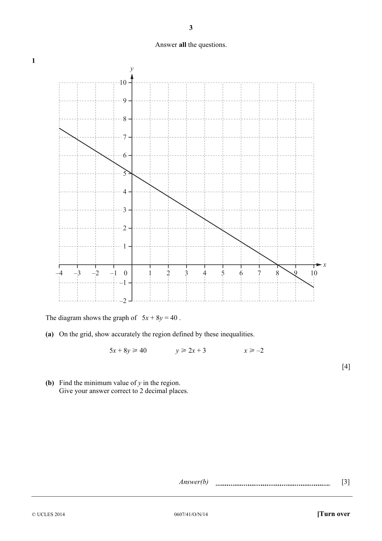 Cambridge IGCSE Mathematics - International 0607 2014 Oct/Nov Paper 4 · Variant 1 question paper, page 3 of 20