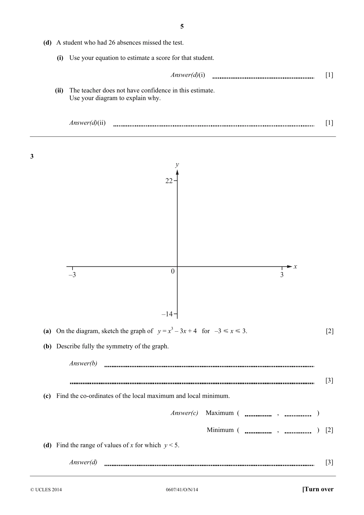 Cambridge IGCSE Mathematics - International 0607 2014 Oct/Nov Paper 4 · Variant 1 question paper, page 5 of 20