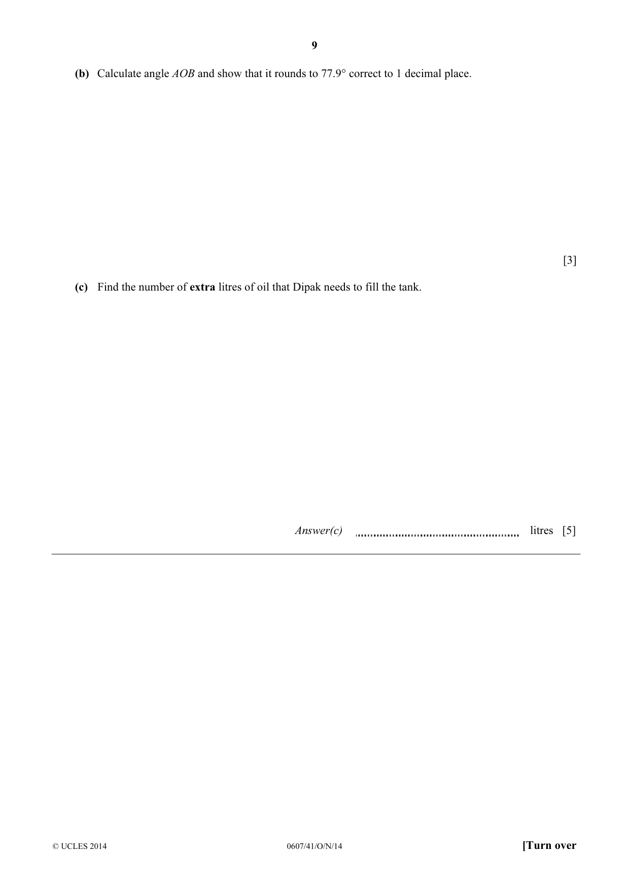 Cambridge IGCSE Mathematics - International 0607 2014 Oct/Nov Paper 4 · Variant 1 question paper, page 9 of 20