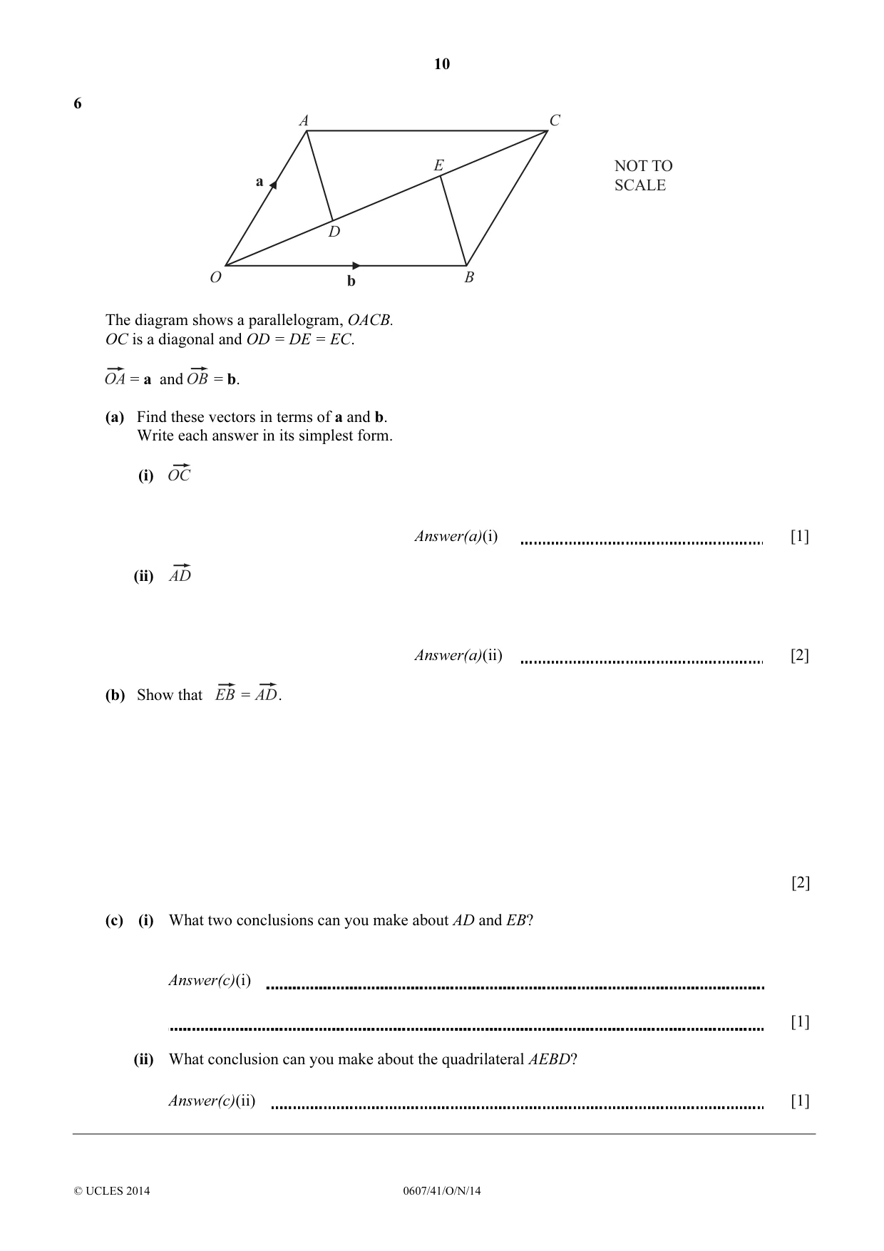 Cambridge IGCSE Mathematics - International 0607 2014 Oct/Nov Paper 4 · Variant 1 question paper, page 10 of 20
