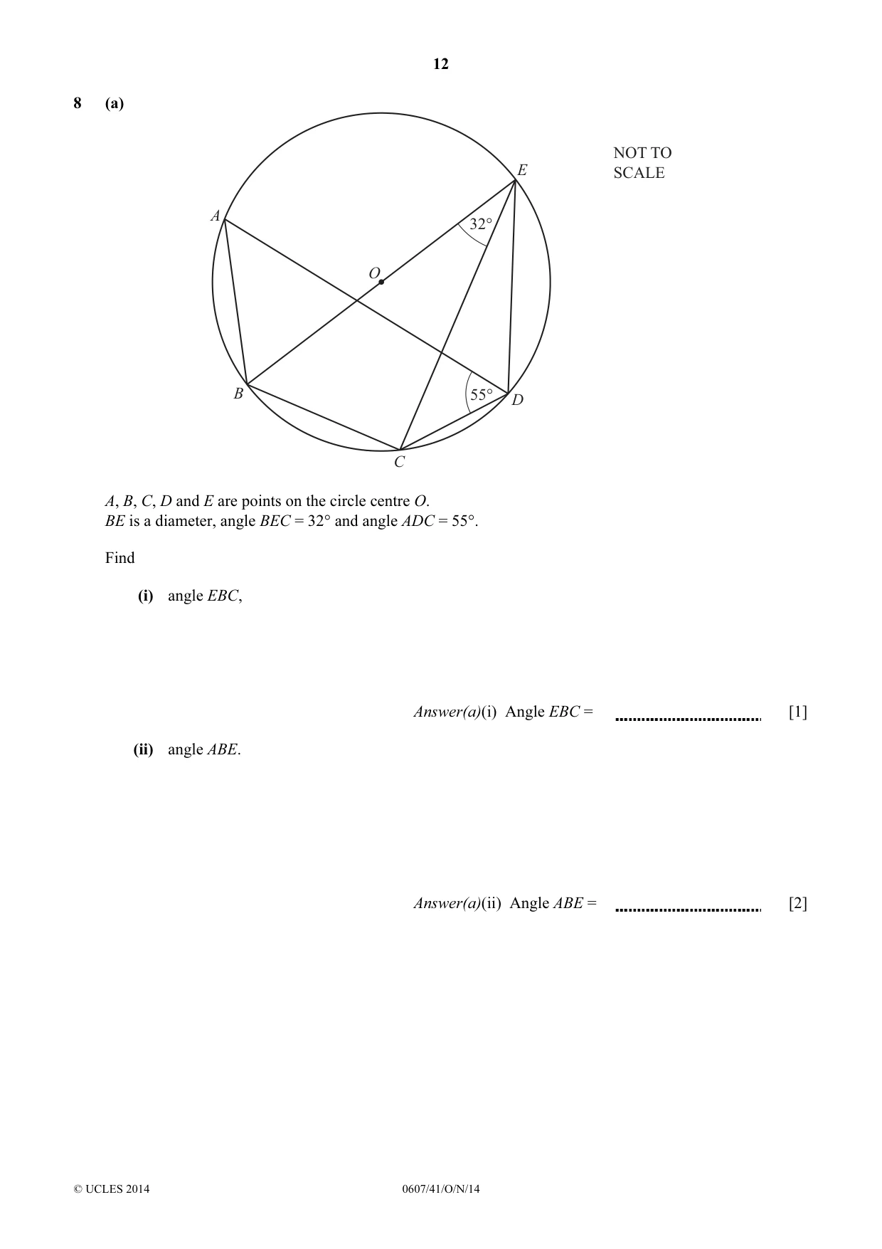 Cambridge IGCSE Mathematics - International 0607 2014 Oct/Nov Paper 4 · Variant 1 question paper, page 12 of 20