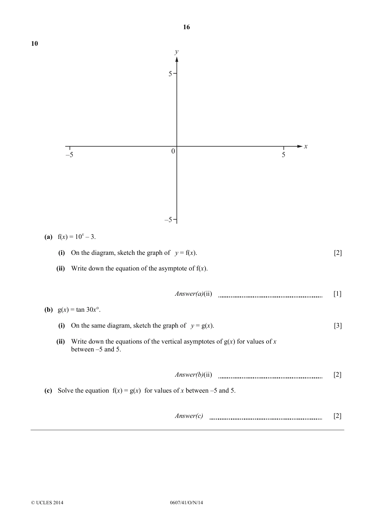 Cambridge IGCSE Mathematics - International 0607 2014 Oct/Nov Paper 4 · Variant 1 question paper, page 16 of 20