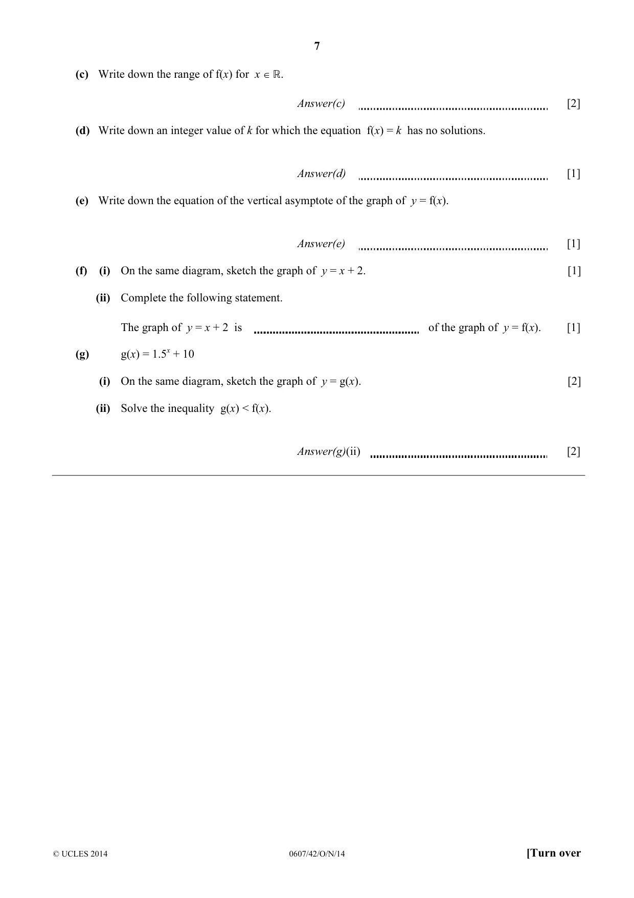 Cambridge IGCSE Mathematics - International 0607 2014 Oct/Nov Paper 4 · Variant 2 question paper, page 7 of 20