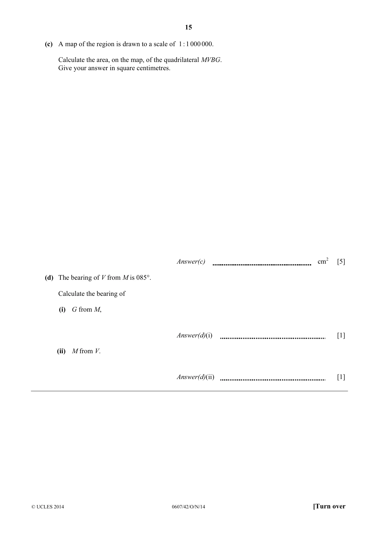 Cambridge IGCSE Mathematics - International 0607 2014 Oct/Nov Paper 4 · Variant 2 question paper, page 15 of 20