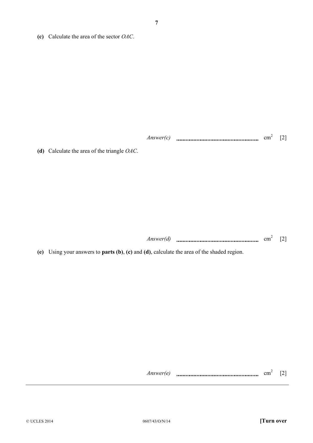 Cambridge IGCSE Mathematics - International 0607 2014 Oct/Nov Paper 4 · Variant 3 question paper, page 7 of 20