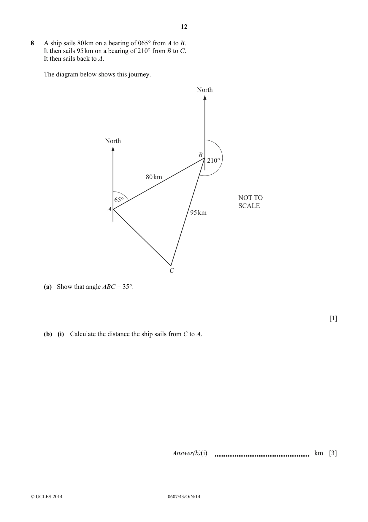 Cambridge IGCSE Mathematics - International 0607 2014 Oct/Nov Paper 4 · Variant 3 question paper, page 12 of 20