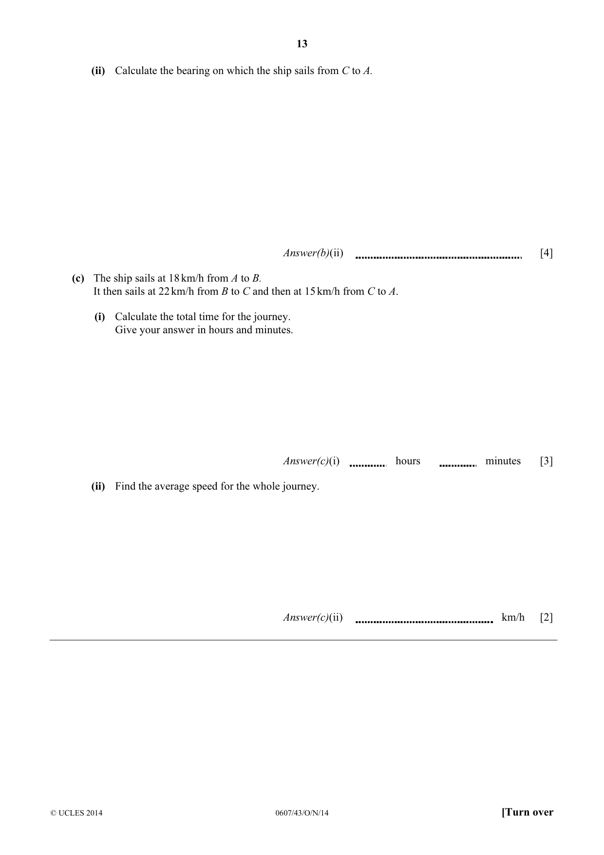 Cambridge IGCSE Mathematics - International 0607 2014 Oct/Nov Paper 4 · Variant 3 question paper, page 13 of 20