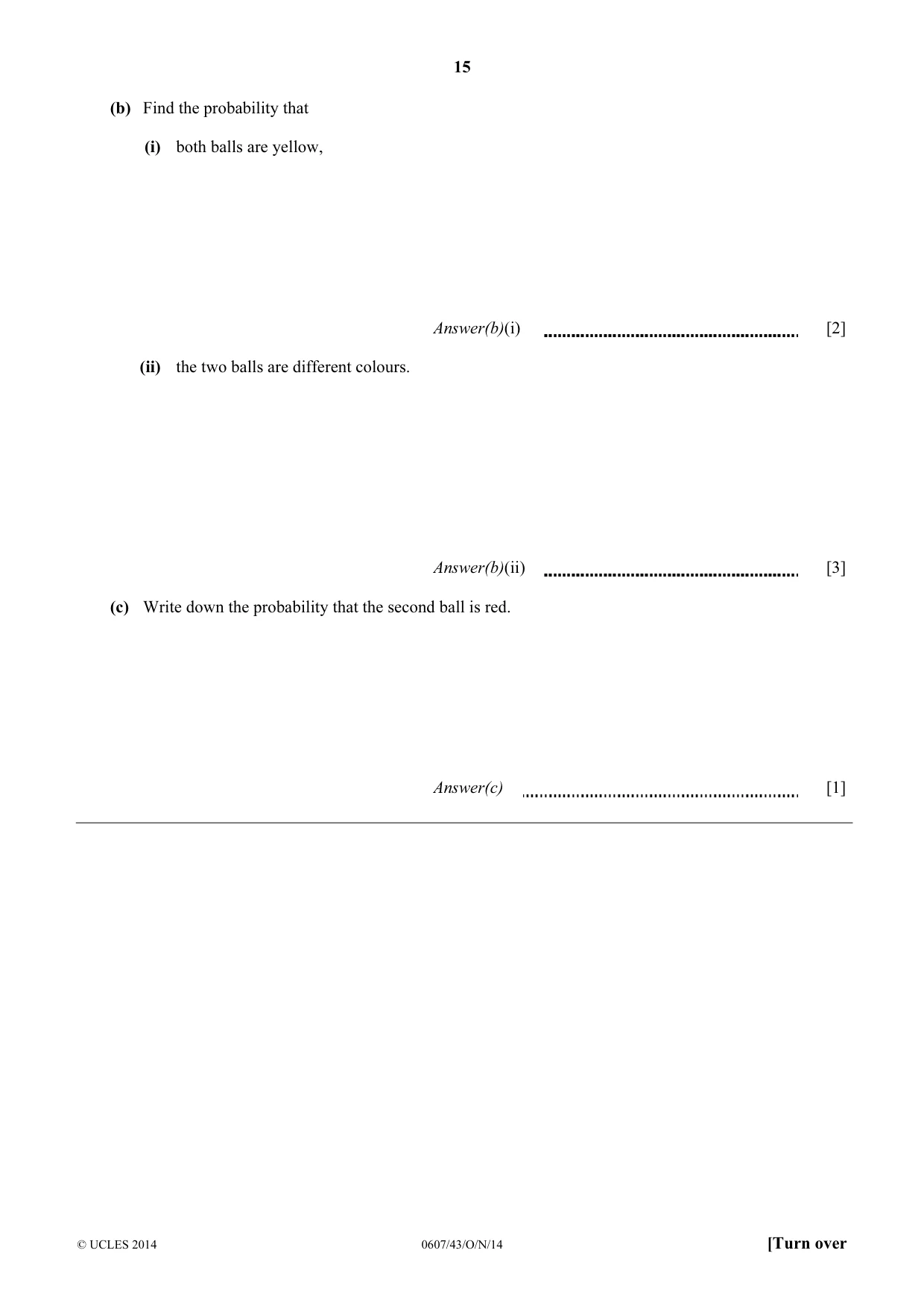 Cambridge IGCSE Mathematics - International 0607 2014 Oct/Nov Paper 4 · Variant 3 question paper, page 15 of 20