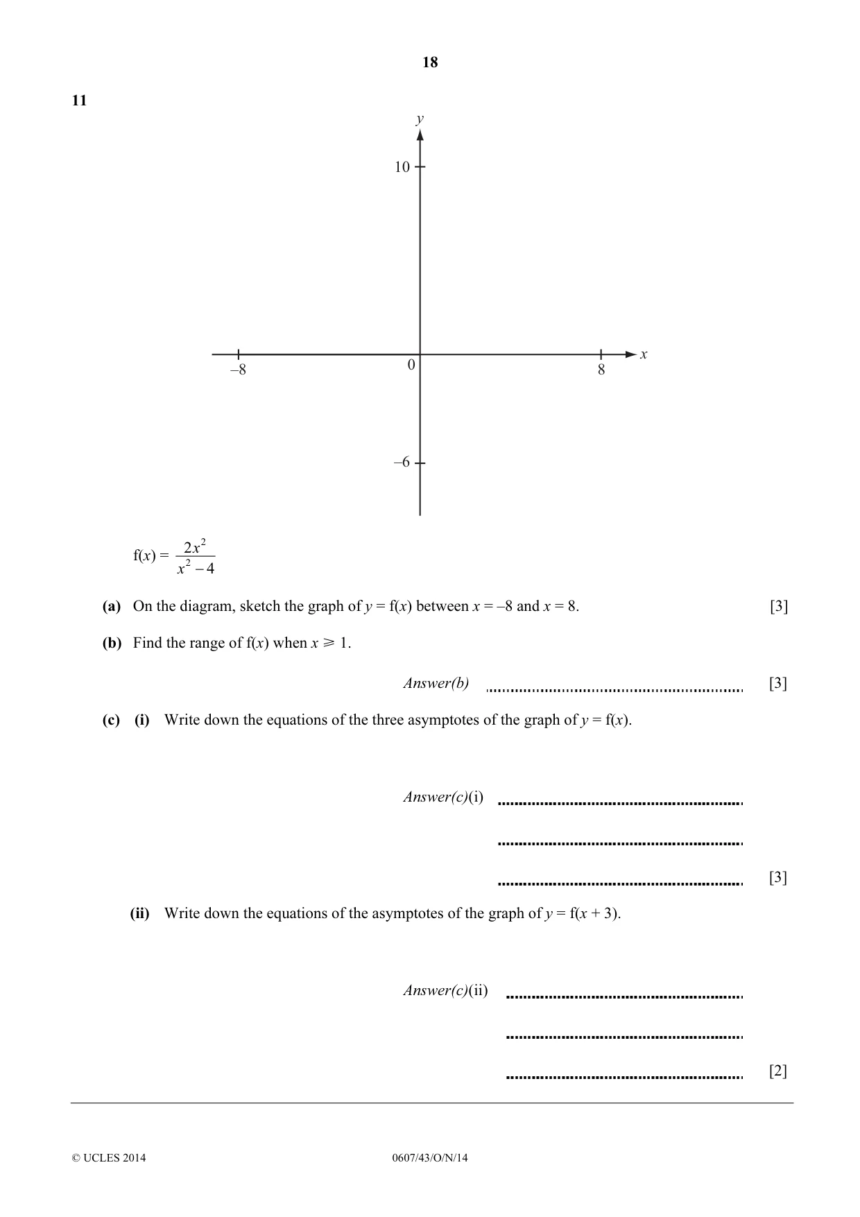 Cambridge IGCSE Mathematics - International 0607 2014 Oct/Nov Paper 4 · Variant 3 question paper, page 18 of 20