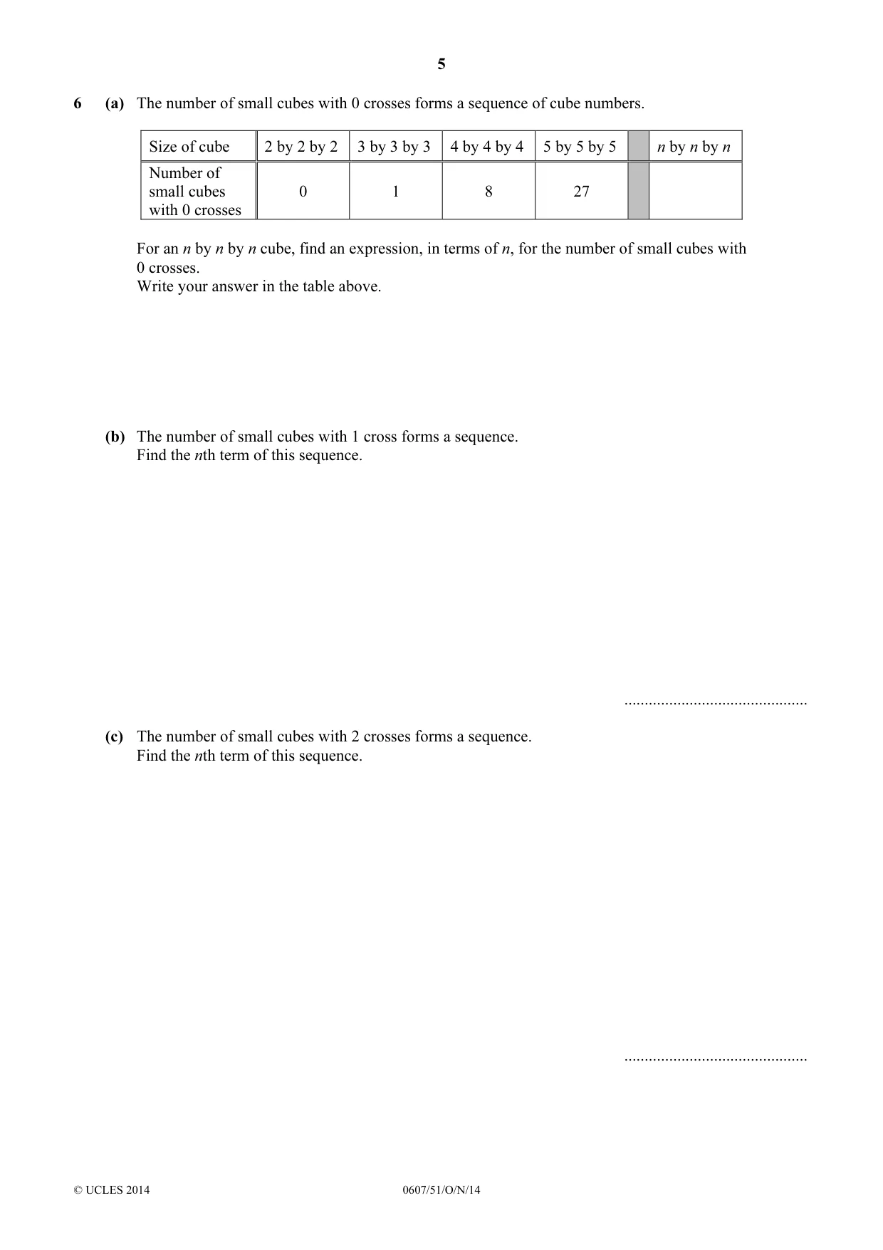 Cambridge IGCSE Mathematics - International 0607 2014 Oct/Nov Paper 5 · Variant 1 question paper, page 5 of 8