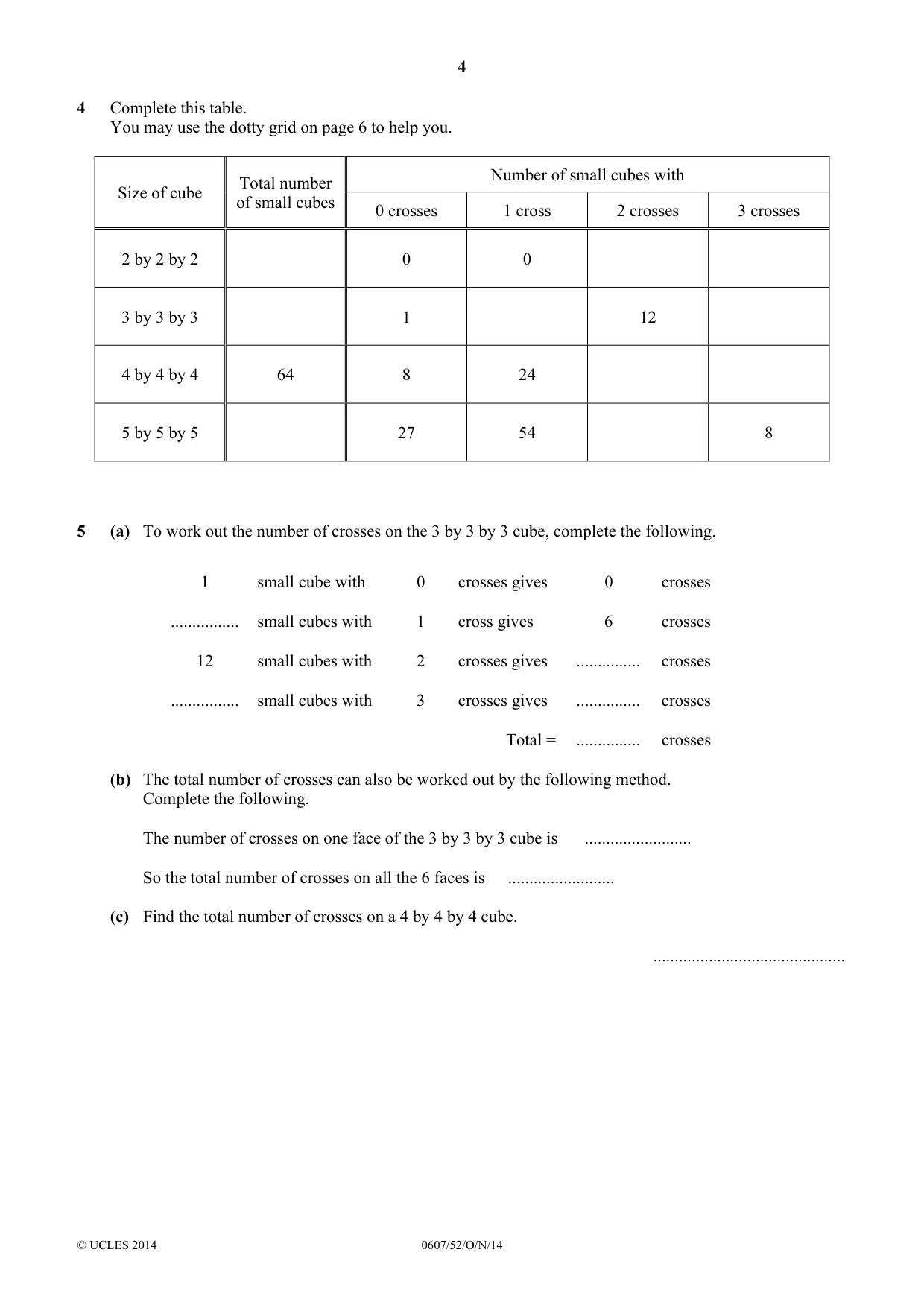 Cambridge IGCSE Mathematics - International 0607 2014 Oct/Nov Paper 5 · Variant 2 question paper, page 4 of 8