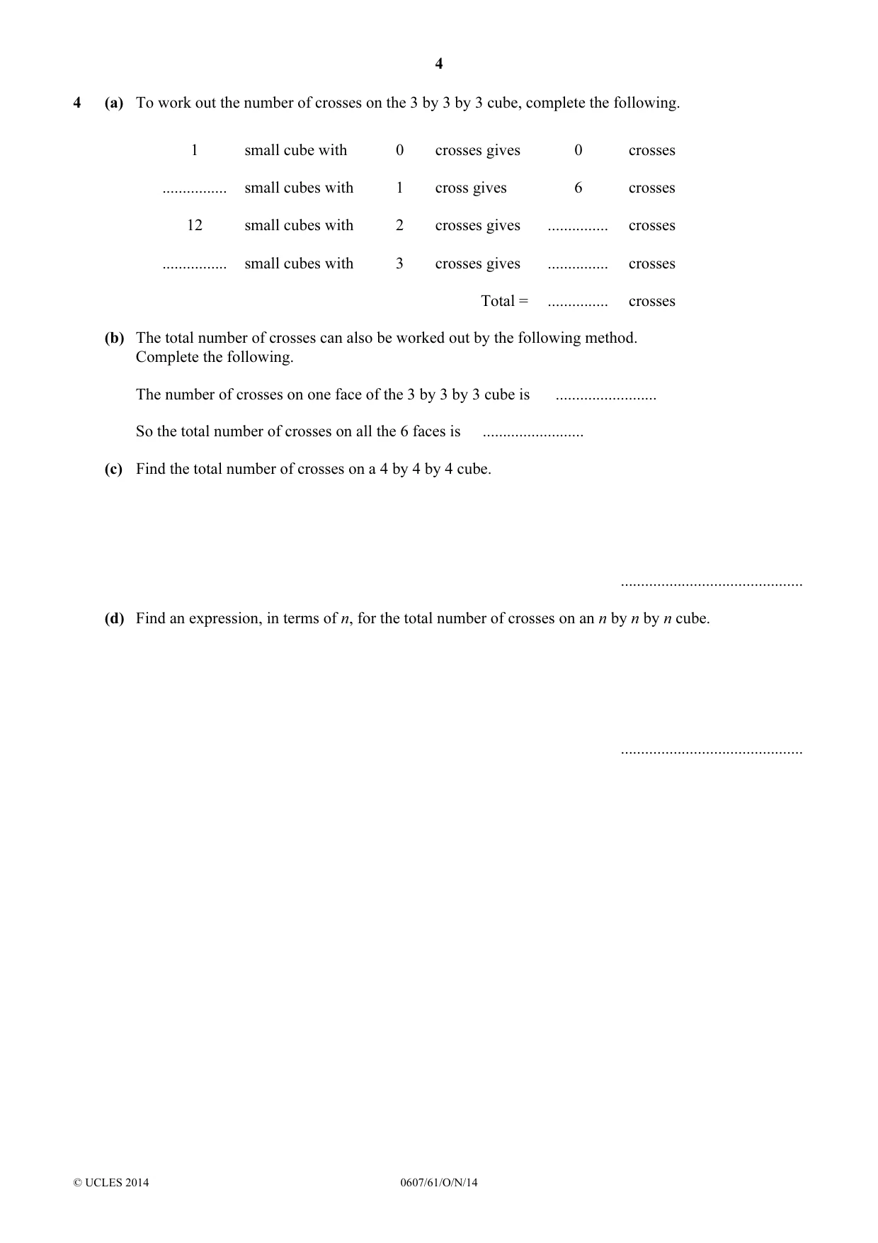 Cambridge IGCSE Mathematics - International 0607 2014 Oct/Nov Paper 6 · Variant 1 question paper, page 4 of 12